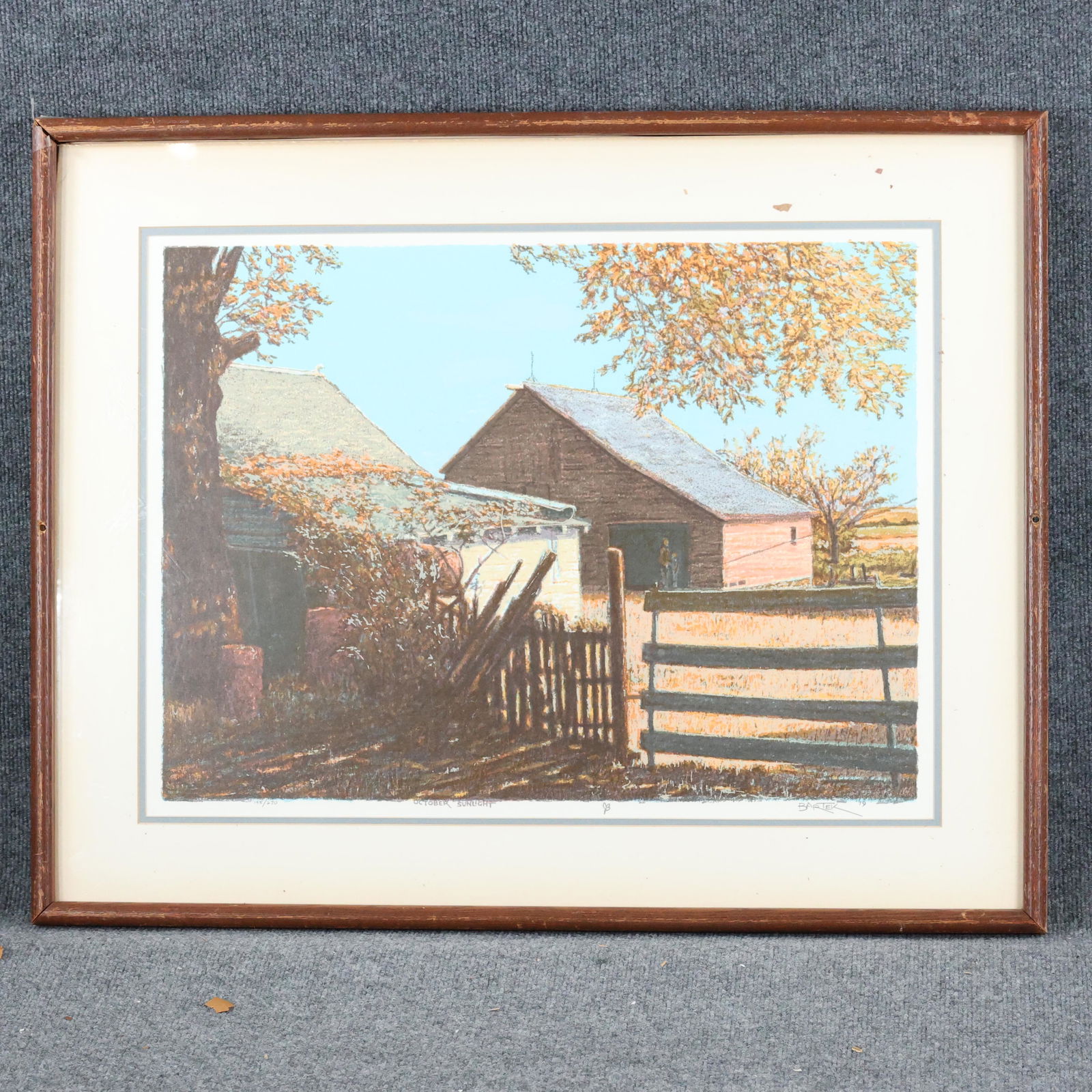 Bartek 1979, Farm Barn Lithograph, "October Sunlight" (1 of 12)