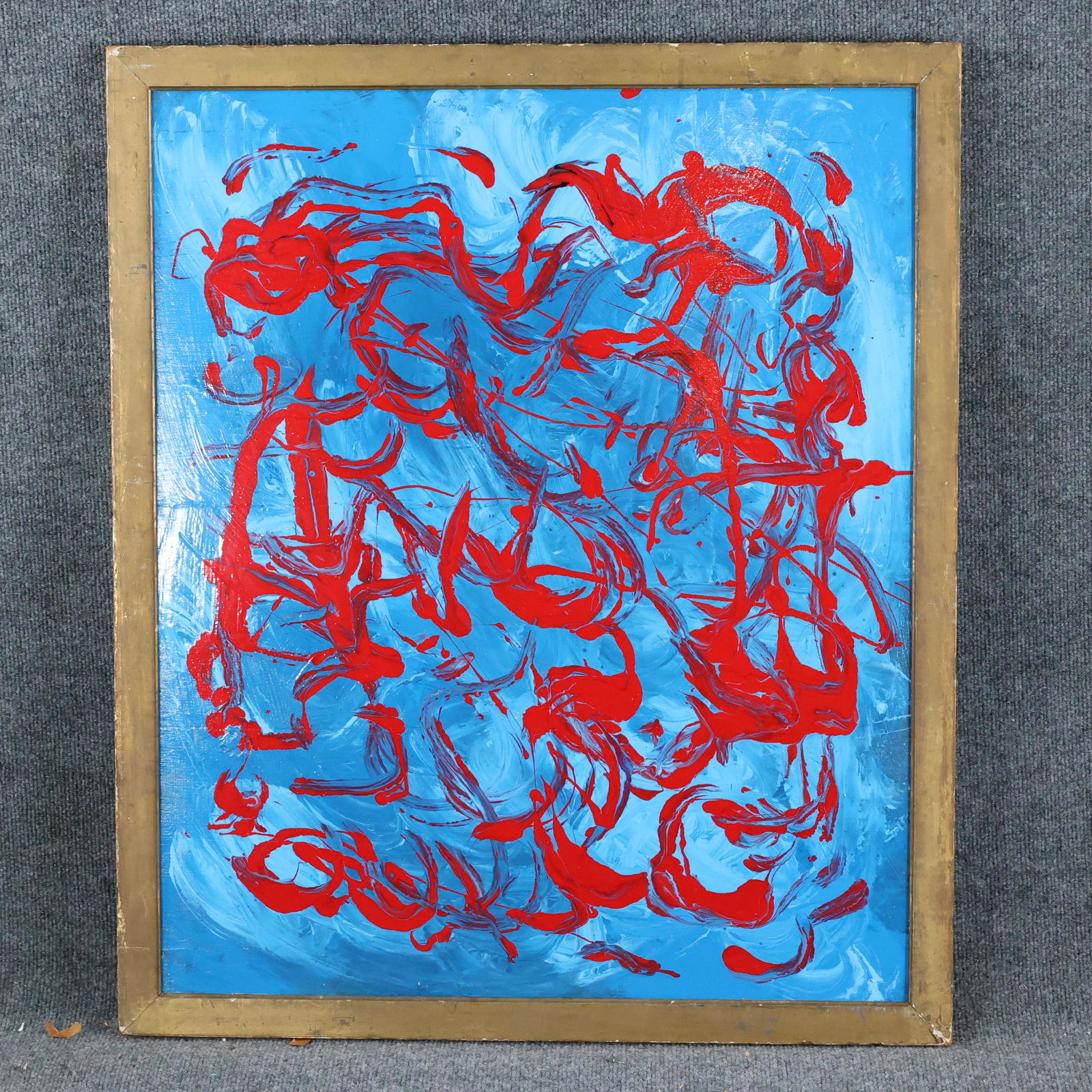 Thomas Pulgini, American, Oil/b Abstract Red on Blue (1 of 9)