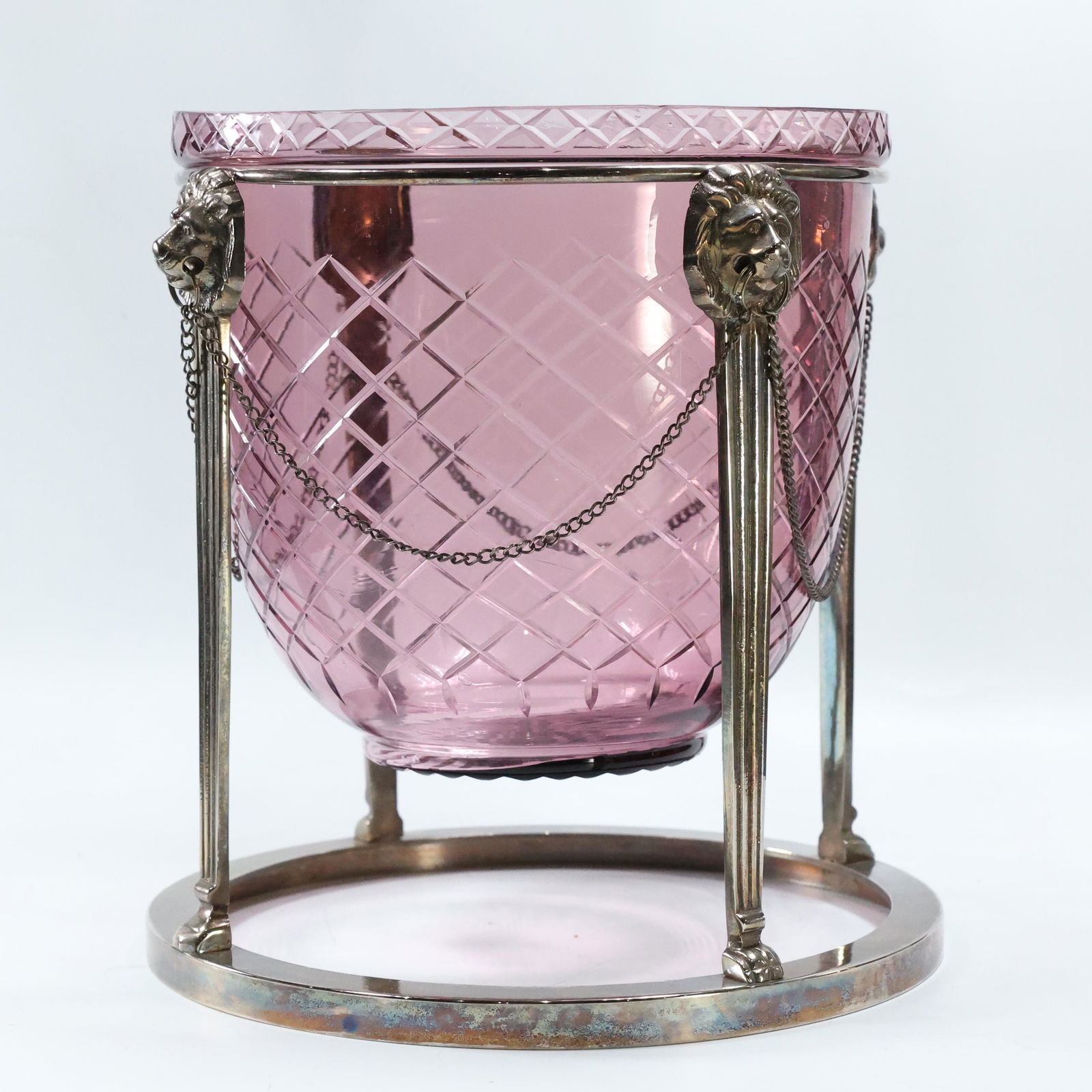 Amethyst Cut Glass Ice Bucket in Silver Plate Regency (1 of 6)