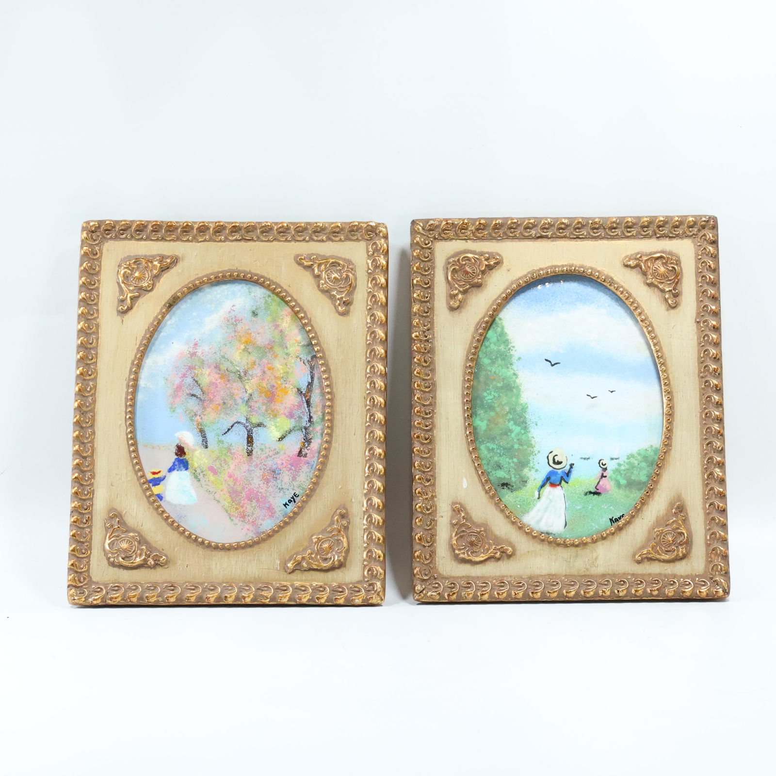 Kaye, [2] Enamel on Copper Framed Art Women Figures (1 of 15)