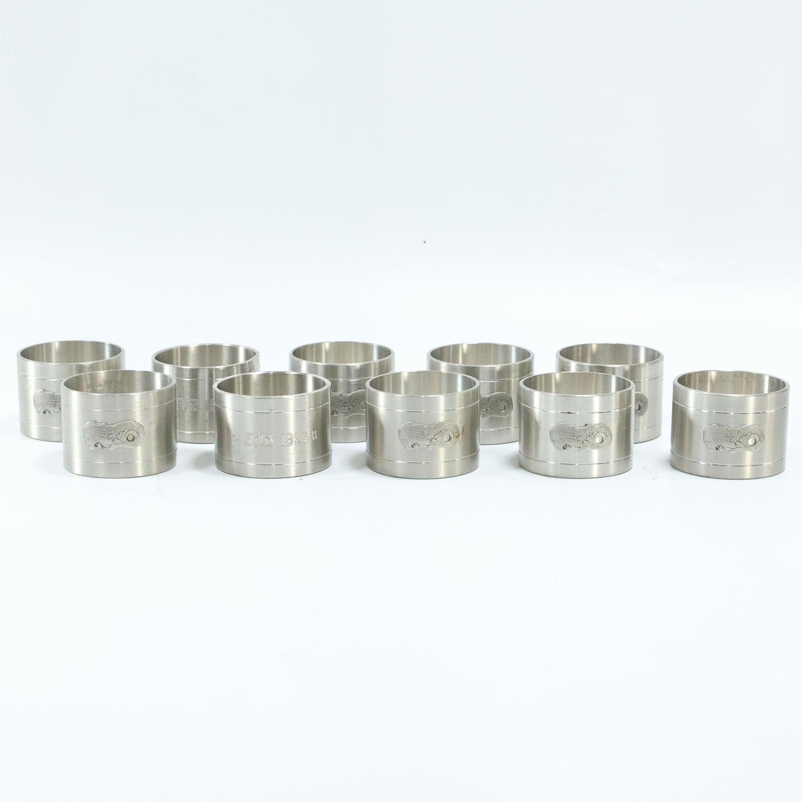 10 Pewter Napkin Ring Holders: 10 Pewter Napkin Ring Holders. size: 1.25 x 1.5