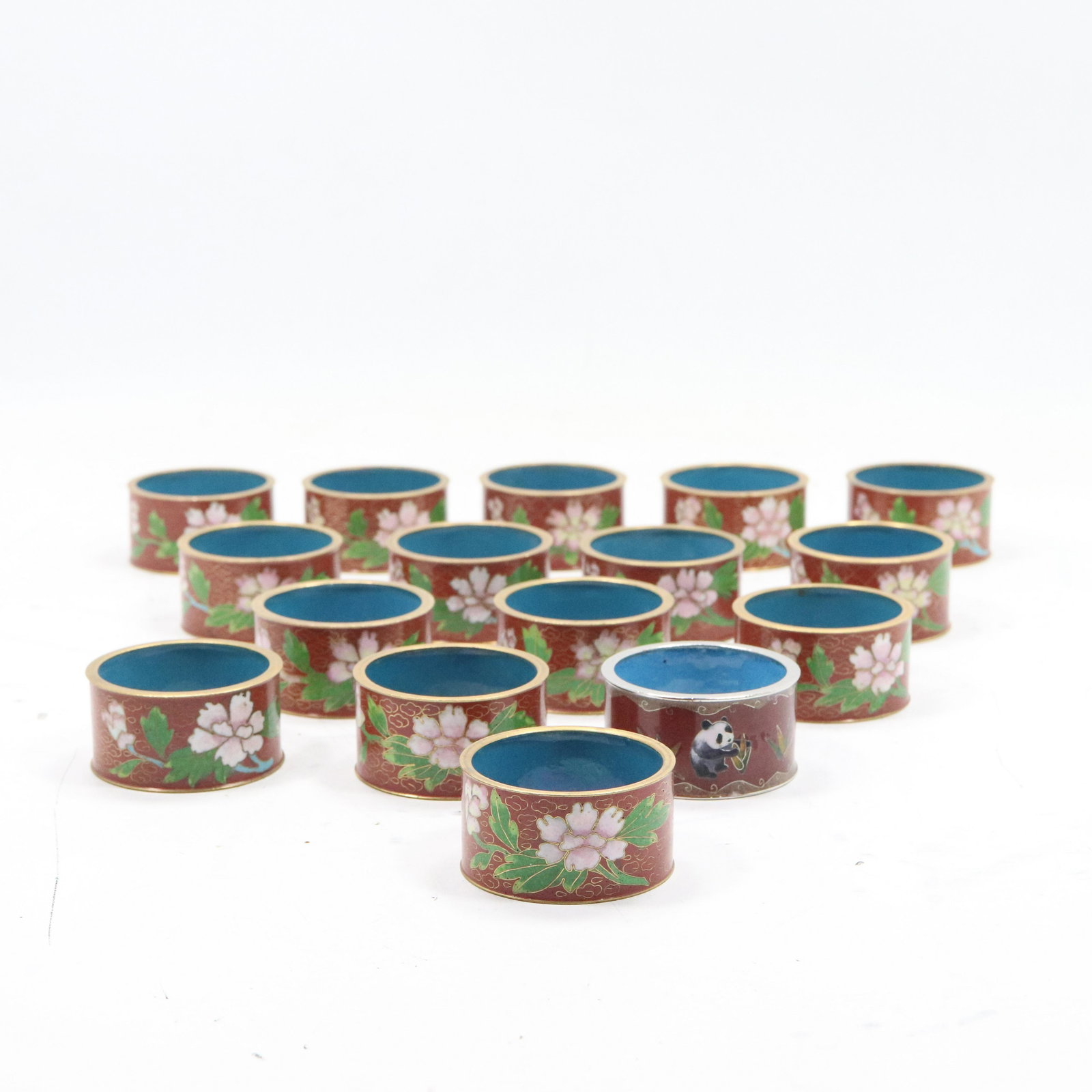[16] Cloisonne Napkin Rings - Floral, Panda Bear (1 of 9)