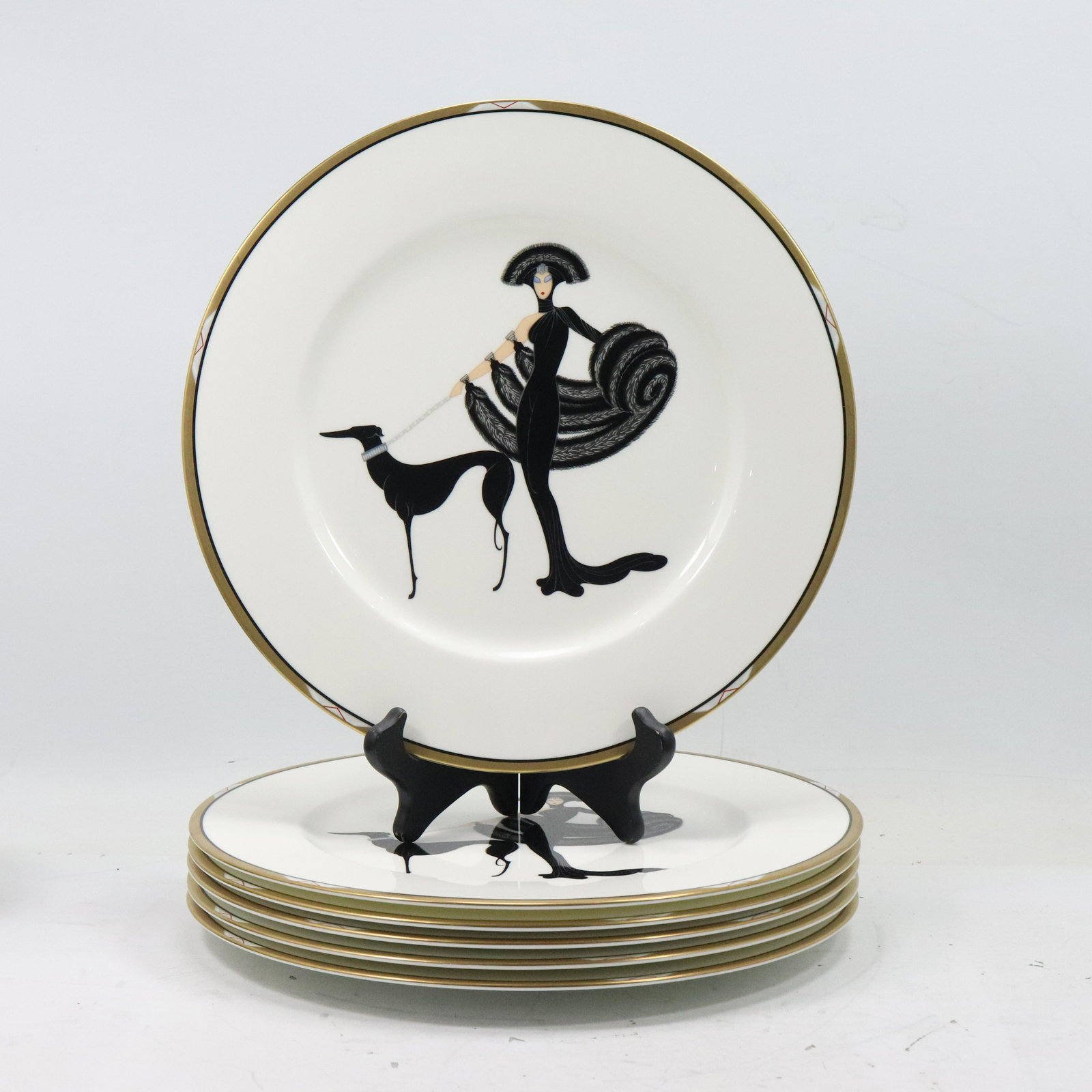 6 ERTE Fine Porcelain "Symphony in Black" Dinner Plates (1 of 11)
