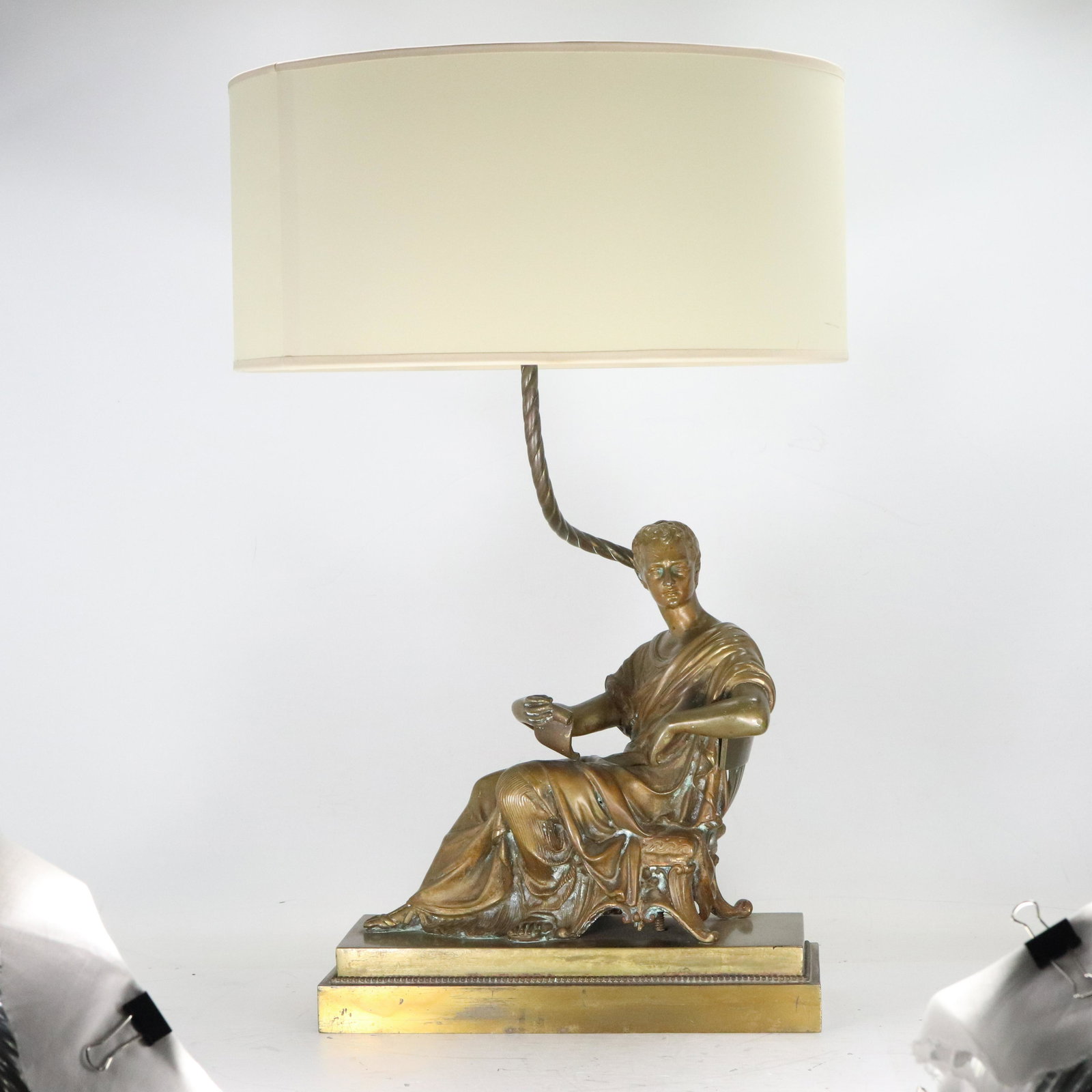 19th C. Classical Bronze Seated Scholar Table Lamp (1 of 11)