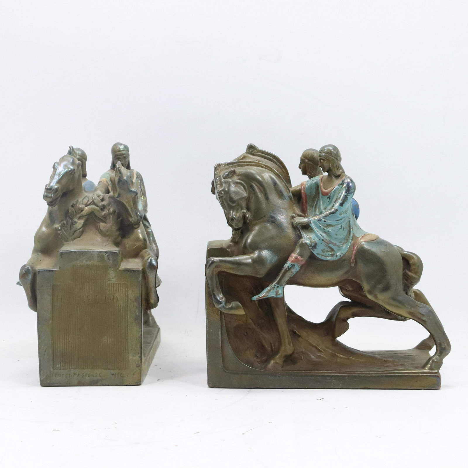 Pair Homers Iliad Pompeian Bronze Clad Bookends (1 of 13)