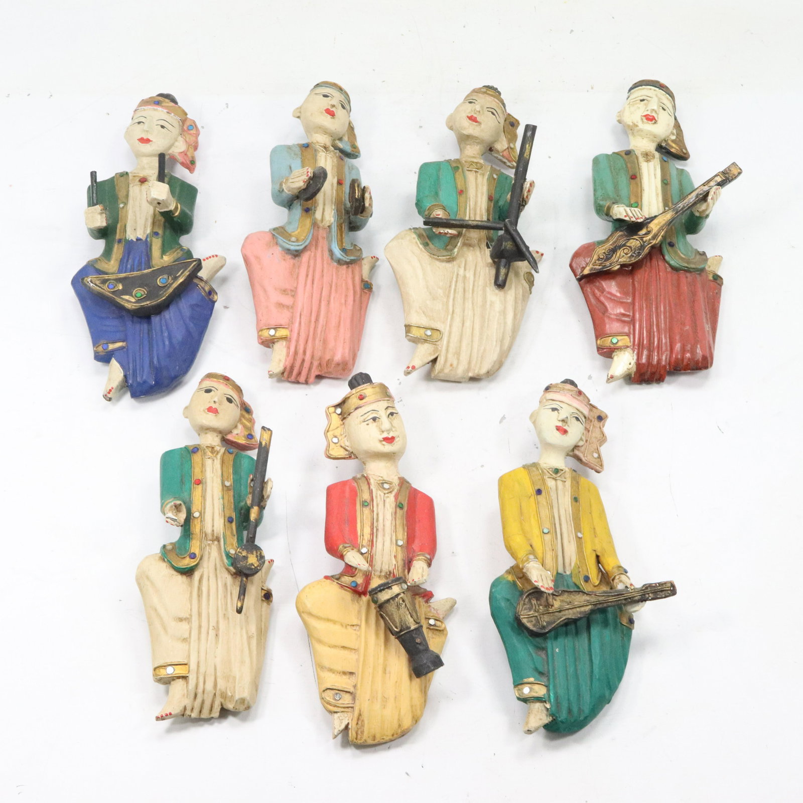 7 Carved Wood Mid-Eastern Figure Musicians (1 of 10)