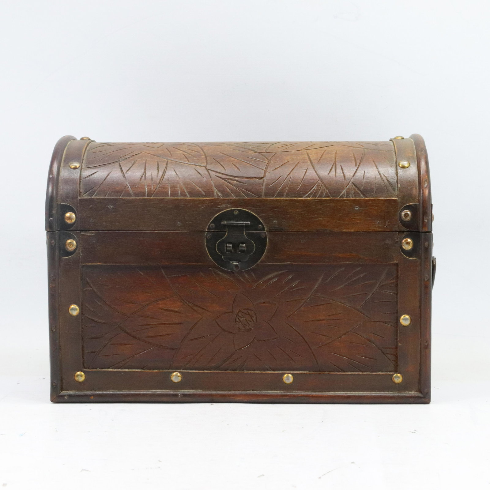 Small Carved Wooden Dome Top Hope Chest (1 of 8)