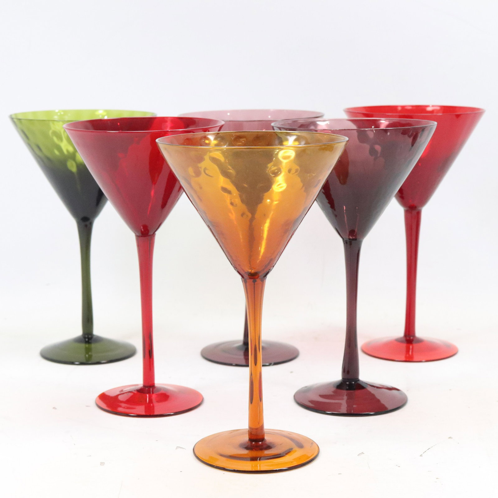 [6] Color Glass Martini Cocktail Glasses: [6] Color Glass Martini Cocktail Glasses. Size: 8h 4.75w