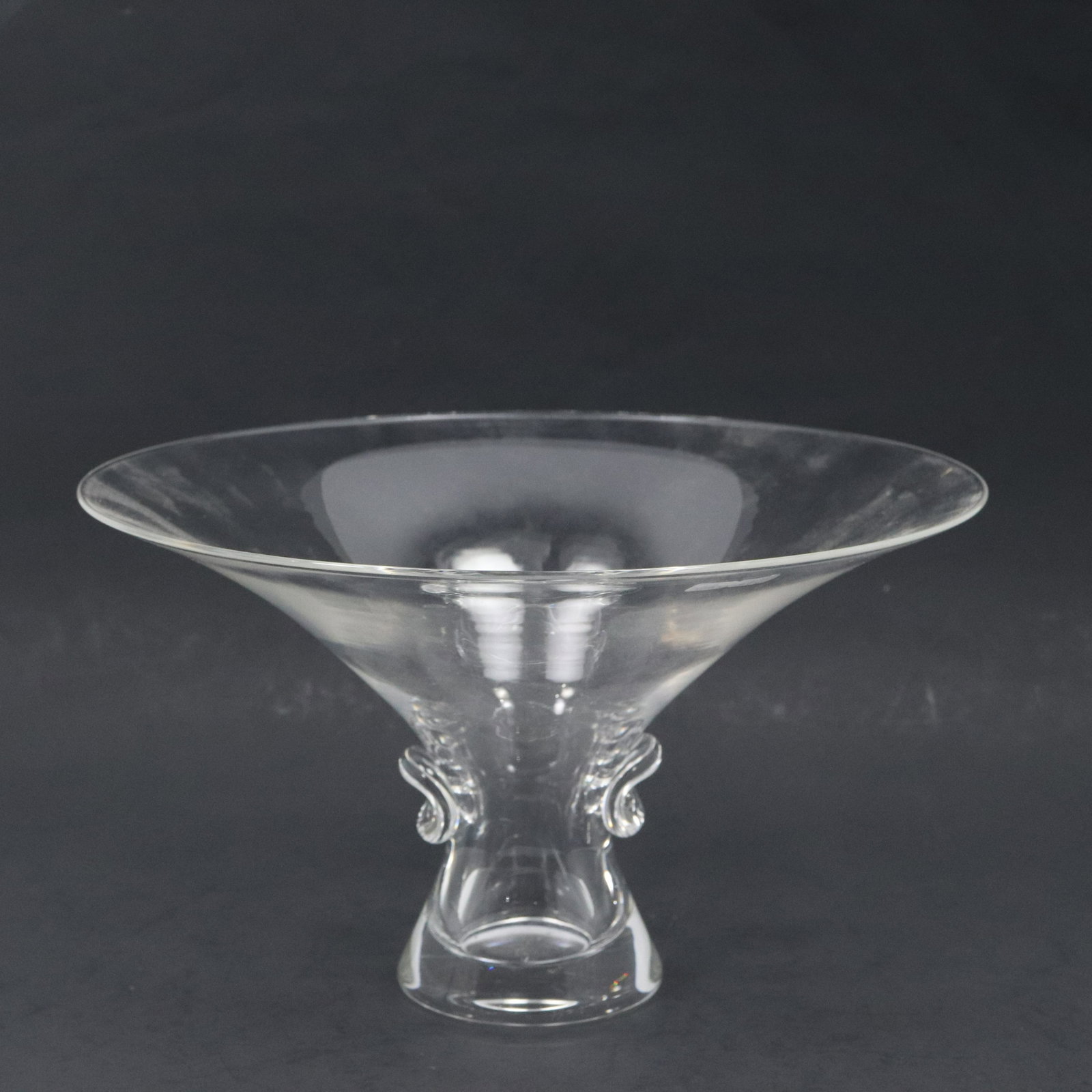 Mid-Century Danish Design Crystal Glass Compote Bowl: Mid-Century Danish Design Crystal Glass Compote Bowl. Size: 6h 10.5w