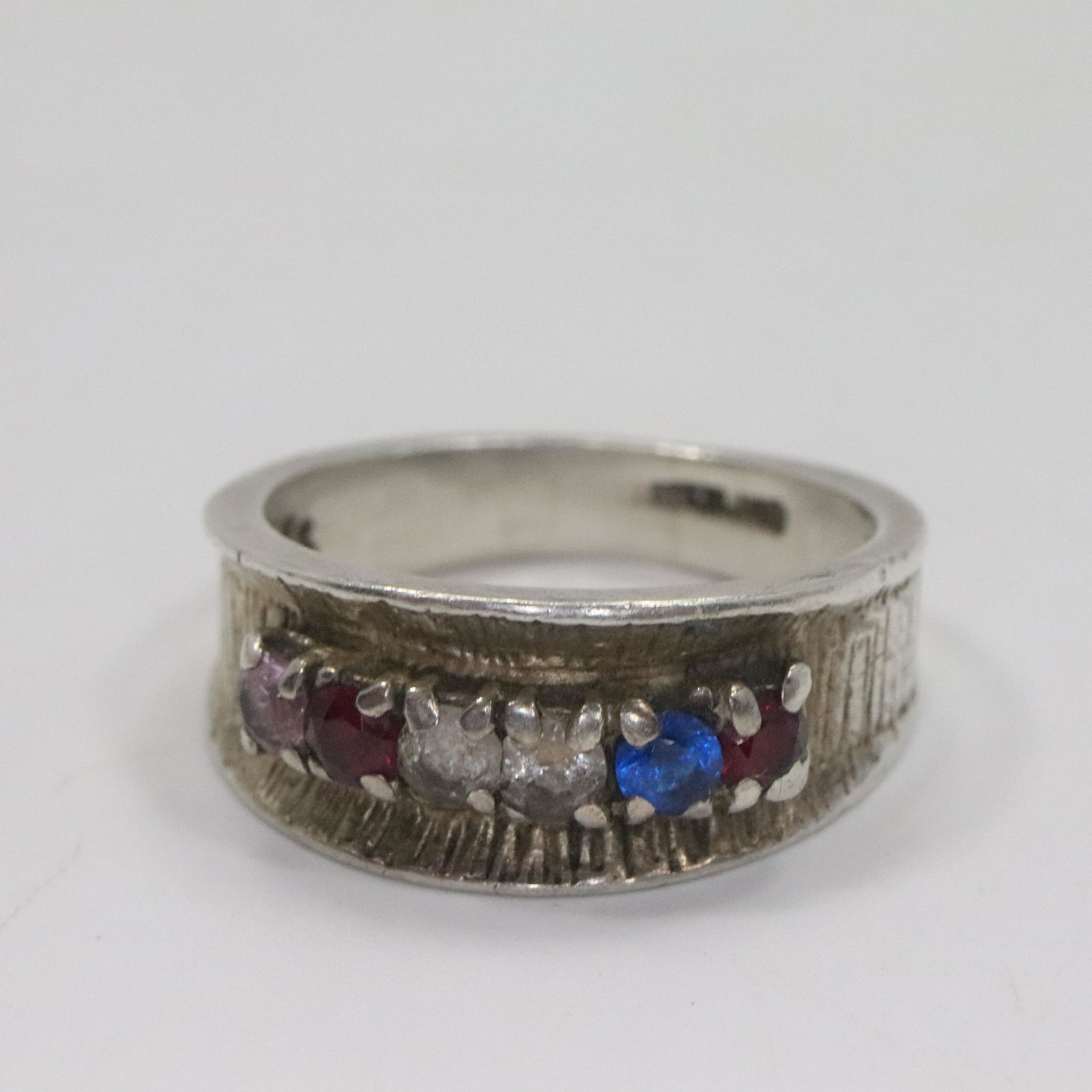 Sterling Silver Ring Ruby, Blue & Clear Spinel, Topaz (1 of 4)