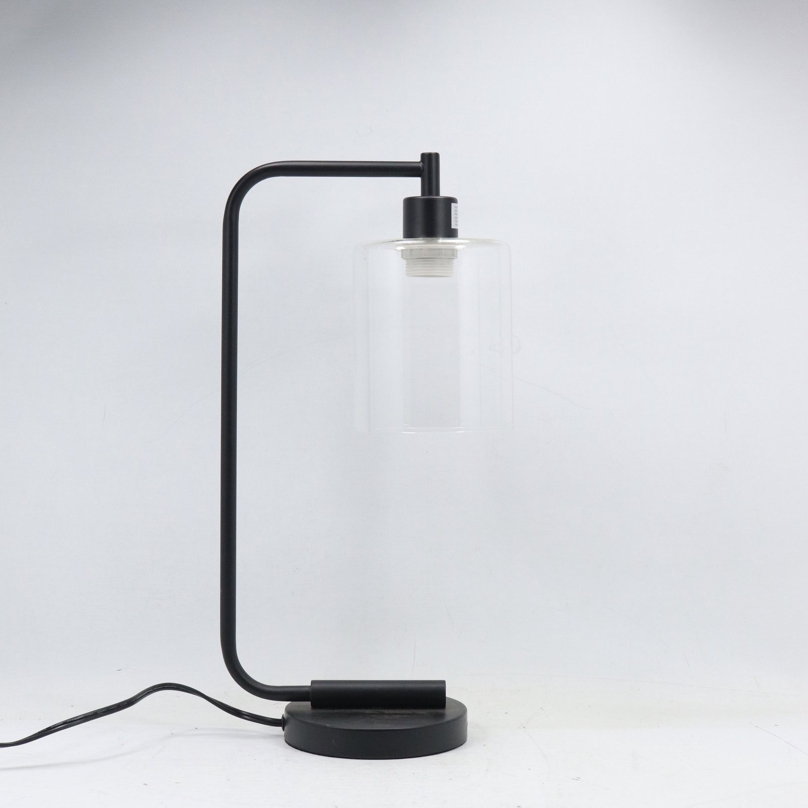 Black Metal Modern Design Desk Lamp Clear Glass Shade (1 of 9)