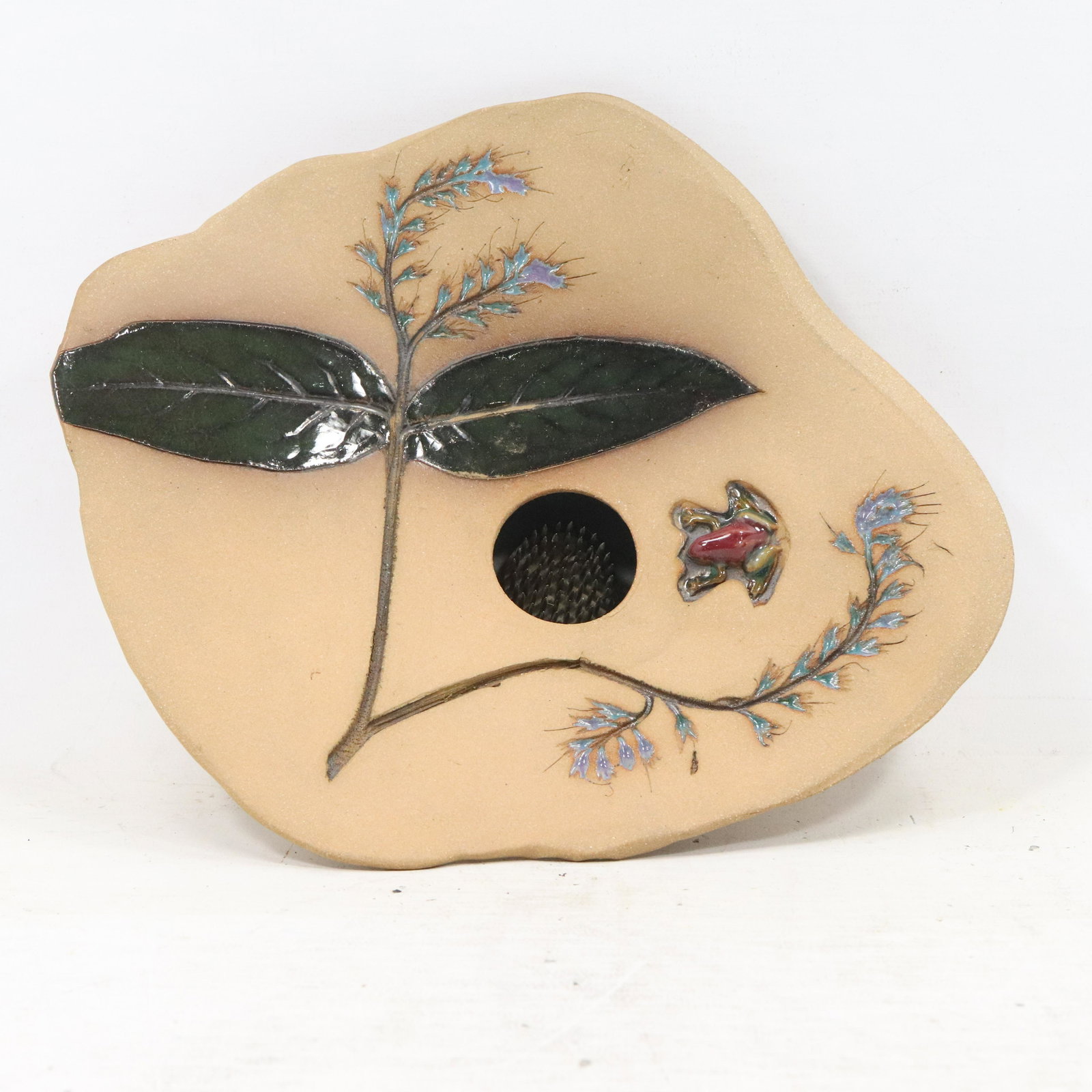 Signed Studio Art Pottery Plate with Enamel Frog (1 of 10)