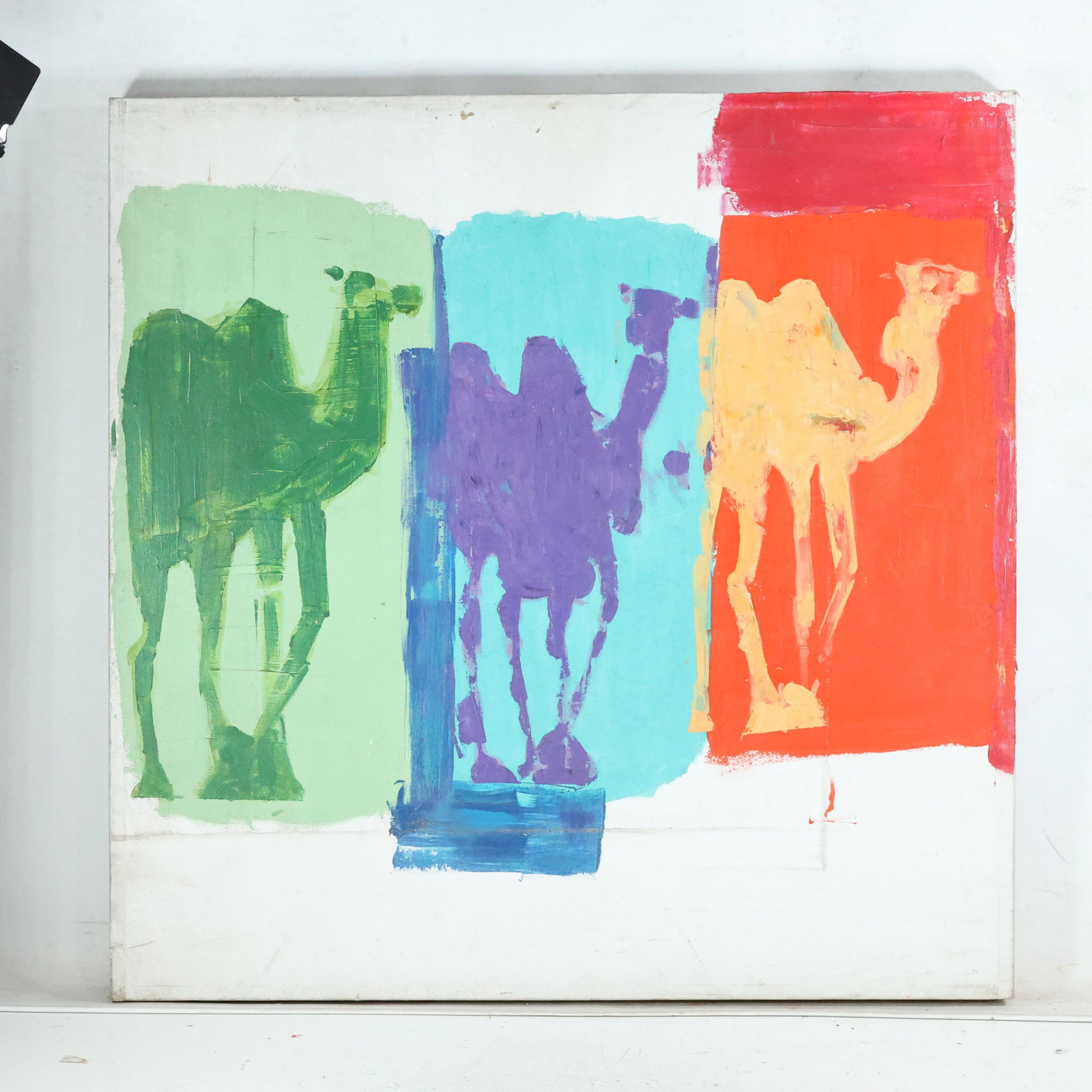 Andy Warhol Style, Three Camels, Oil on Canvas Painting (1 of 15)