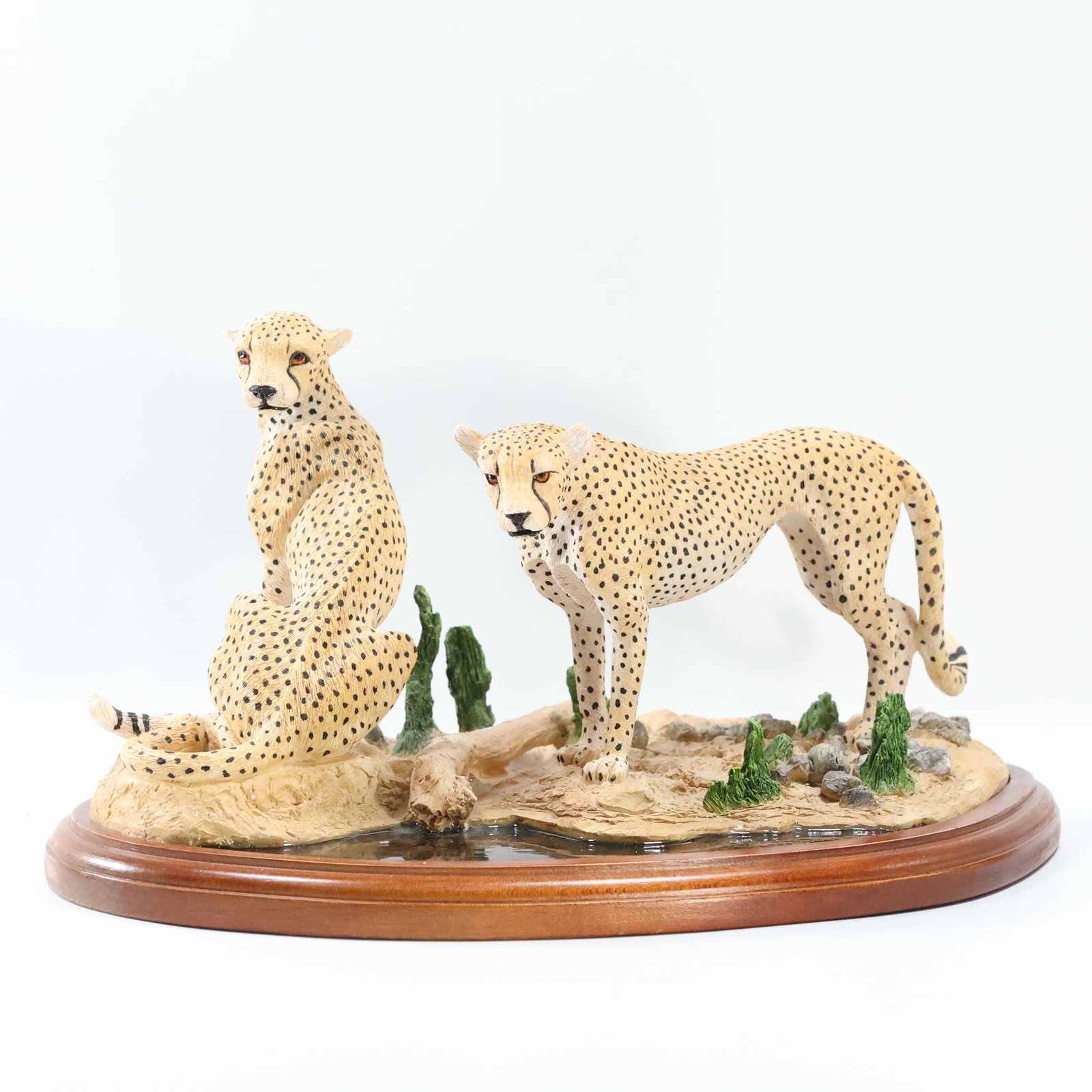 Cheetahs Fine Porcelain Grouping Mounted on Wood Base (1 of 10)
