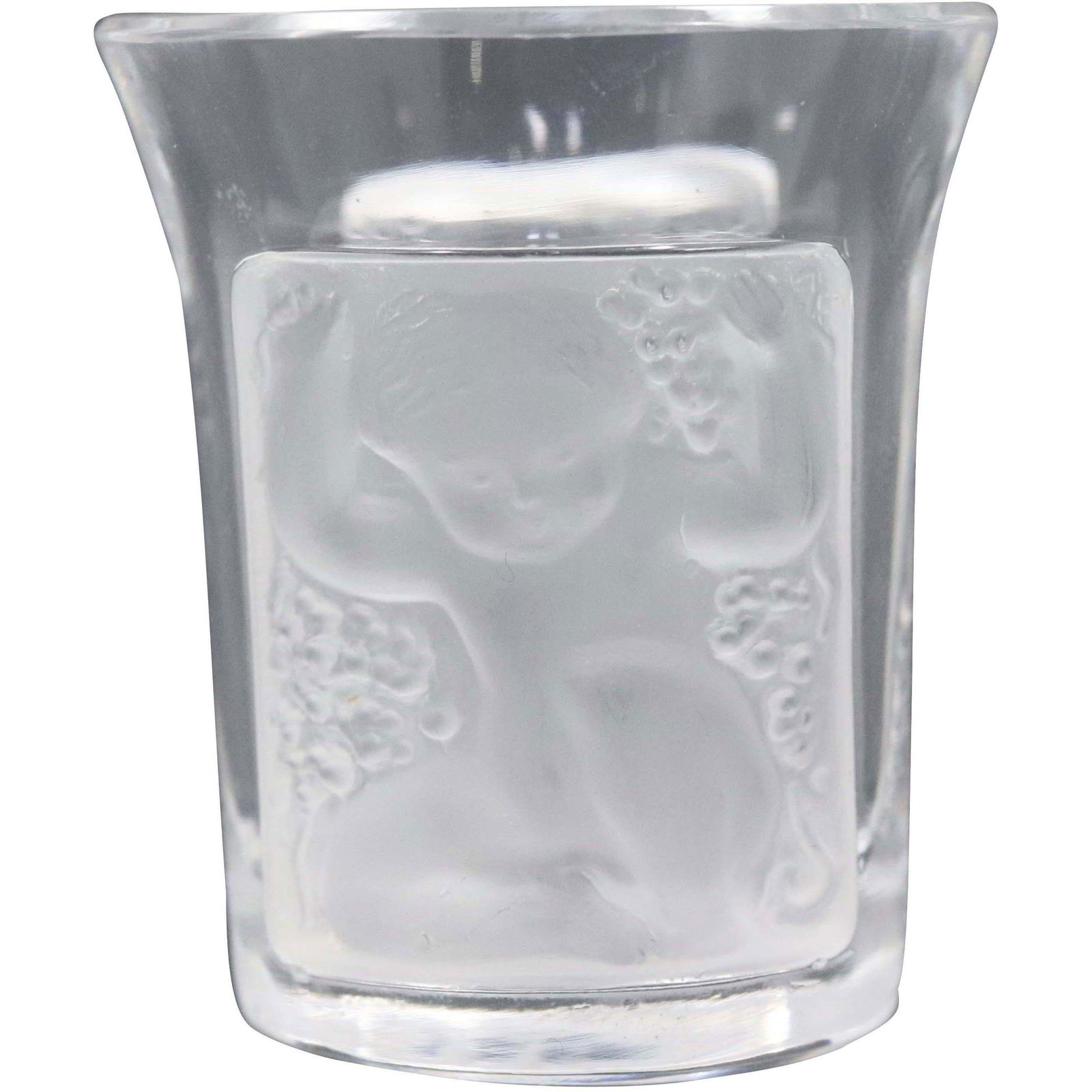 Signed LALIQUE France Crystal Frost Panel Candle Holder (1 of 6)