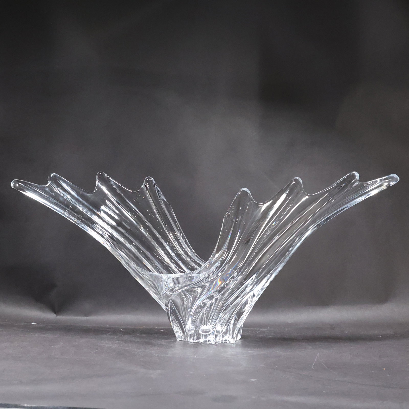 Signed ART VANNES FRANCE Crystal Glass Wing Form Basket (1 of 8)