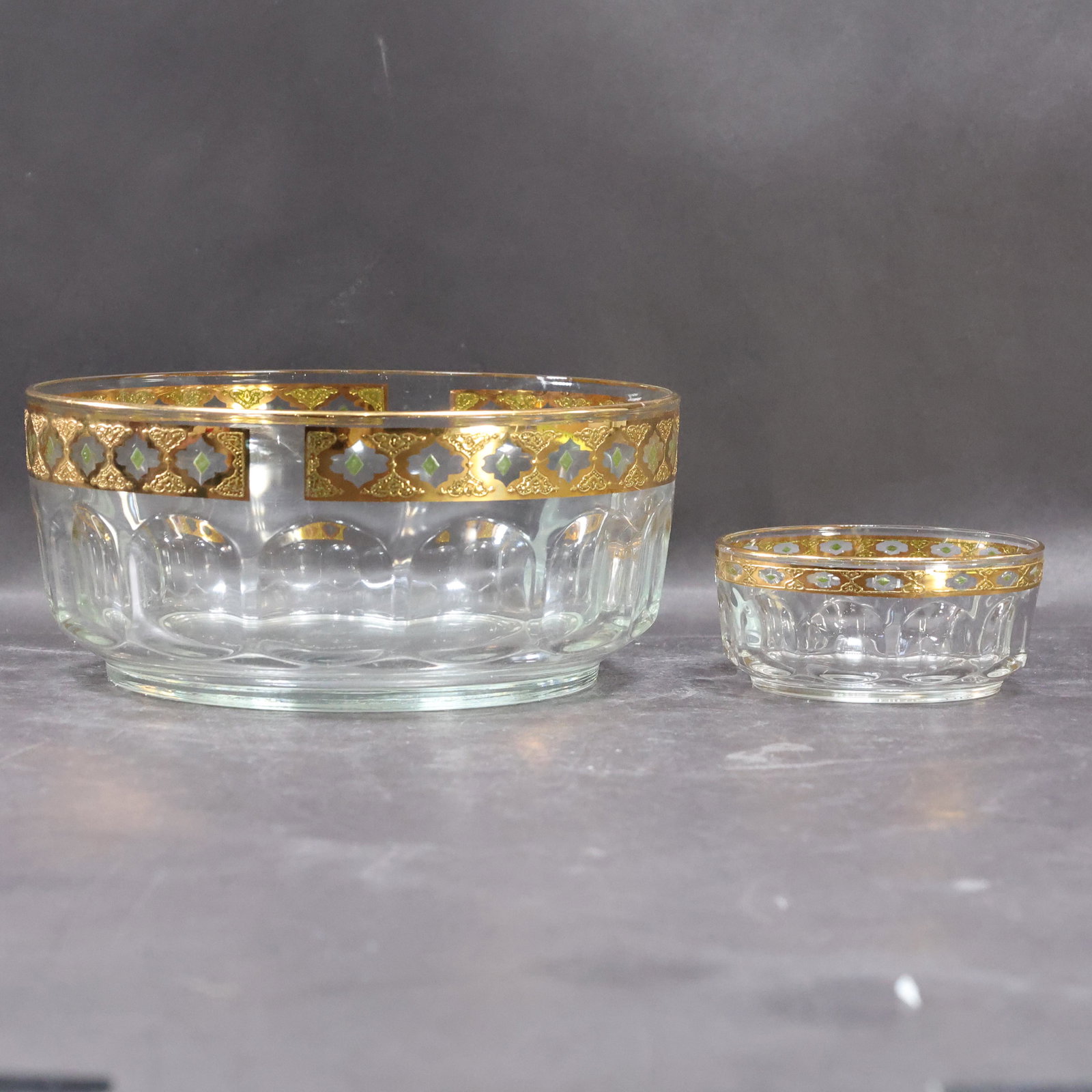 [2] French Crystal Glass Bowls with Fancy Gold Rims (1 of 9)