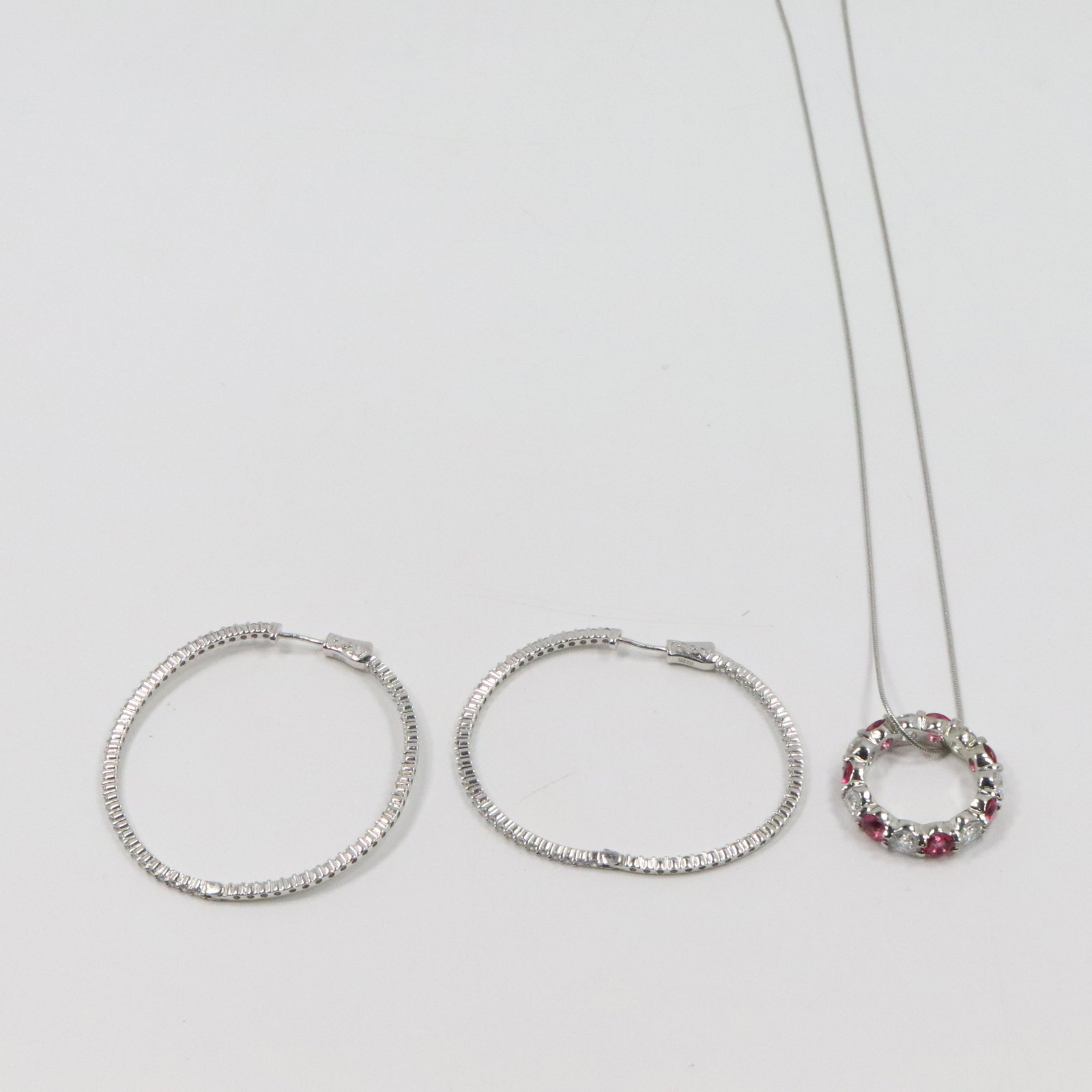 .925 Sterling Pink & Clear Stones Circle Ring Necklace (1 of 10)