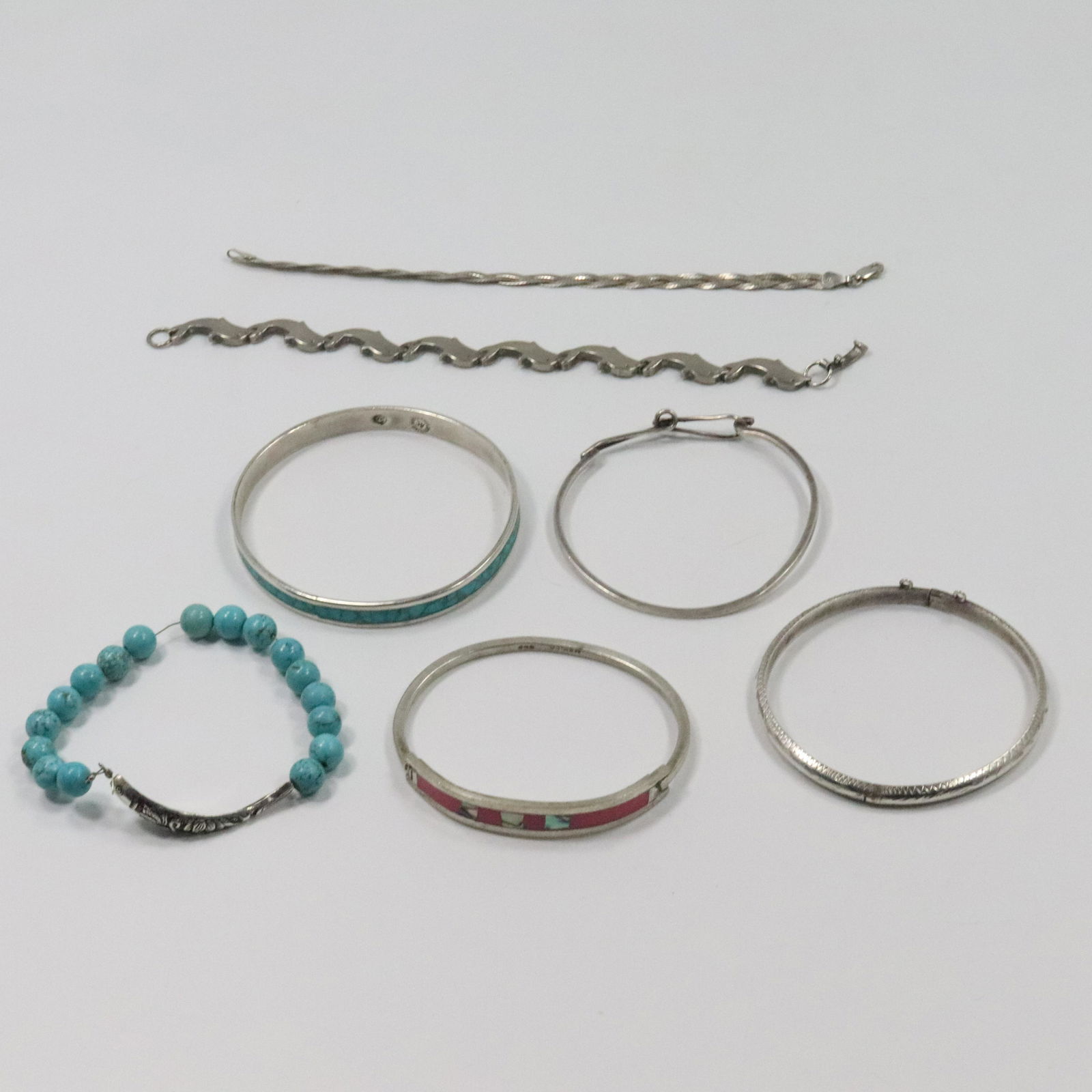[7] Assorted .925 Sterling Silver Bracelets - Turquoise (1 of 12)