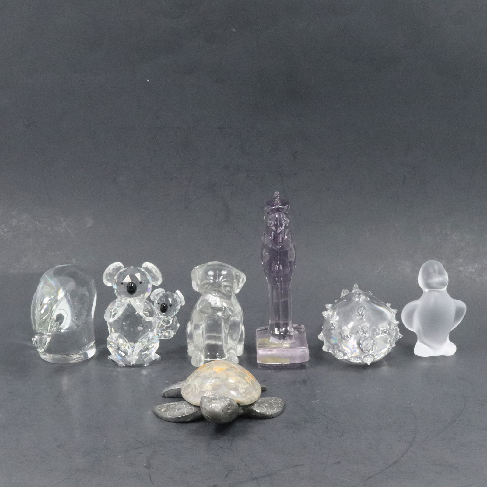 6 Assorted Glass Animals, Figure, and Stone Turtle (1 of 20)