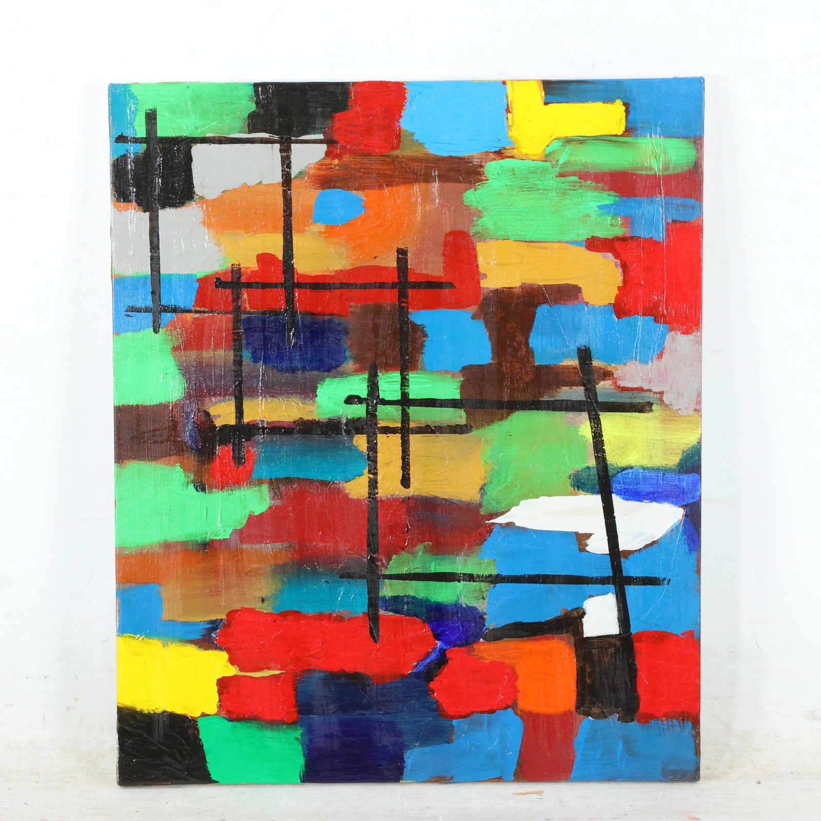 Dave Mac, 20th C. Colorful Abstract Oil Canvas Painting (1 of 10)