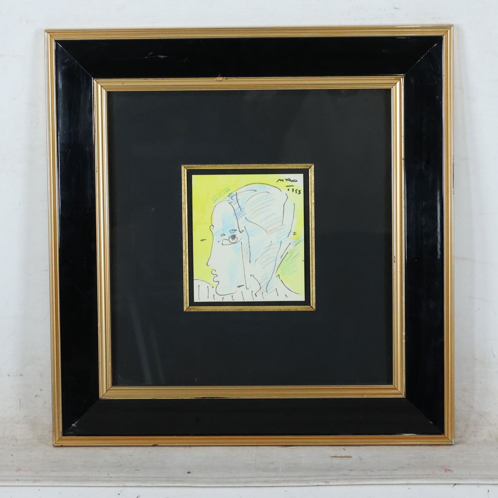 PETER MAX Abstract Side Portrait WATERCOLOR Signed (1 of 9)