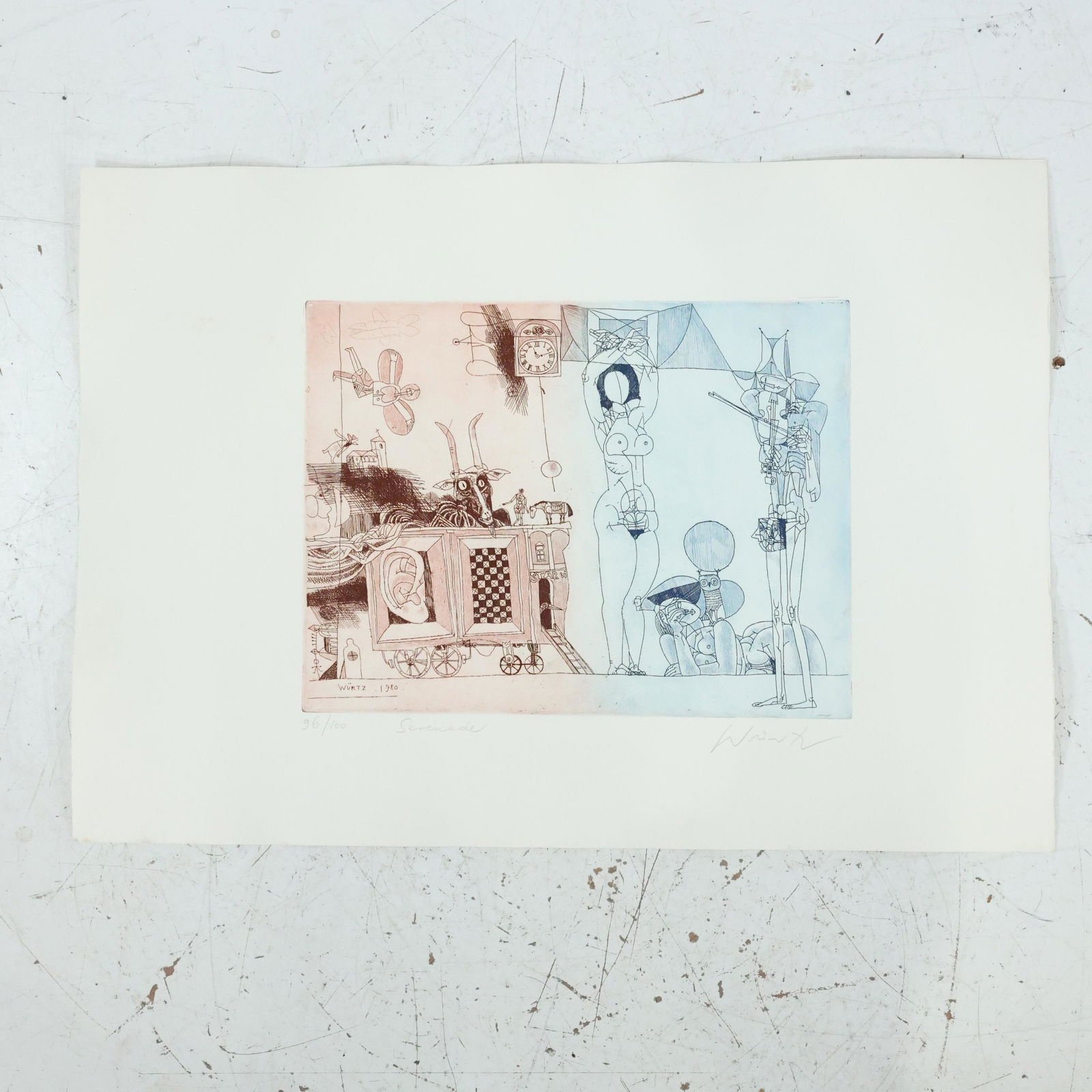 ADAM WURTZ (1927-1994, Budapest) Surrealism Lithograph, (1 of 14)