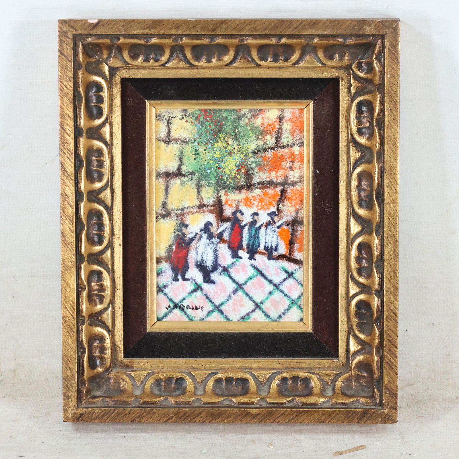 Jardine Enamel Art on Copper Jewish Worshippers at Wall (1 of 8)