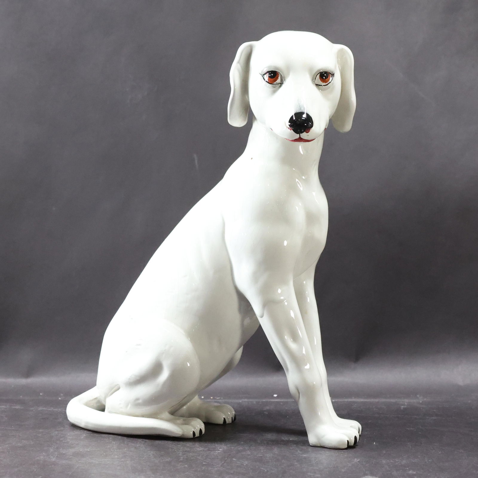 Italian Ceramic White Dog Figure Statue 12 1/2 in. Tall (1 of 8)