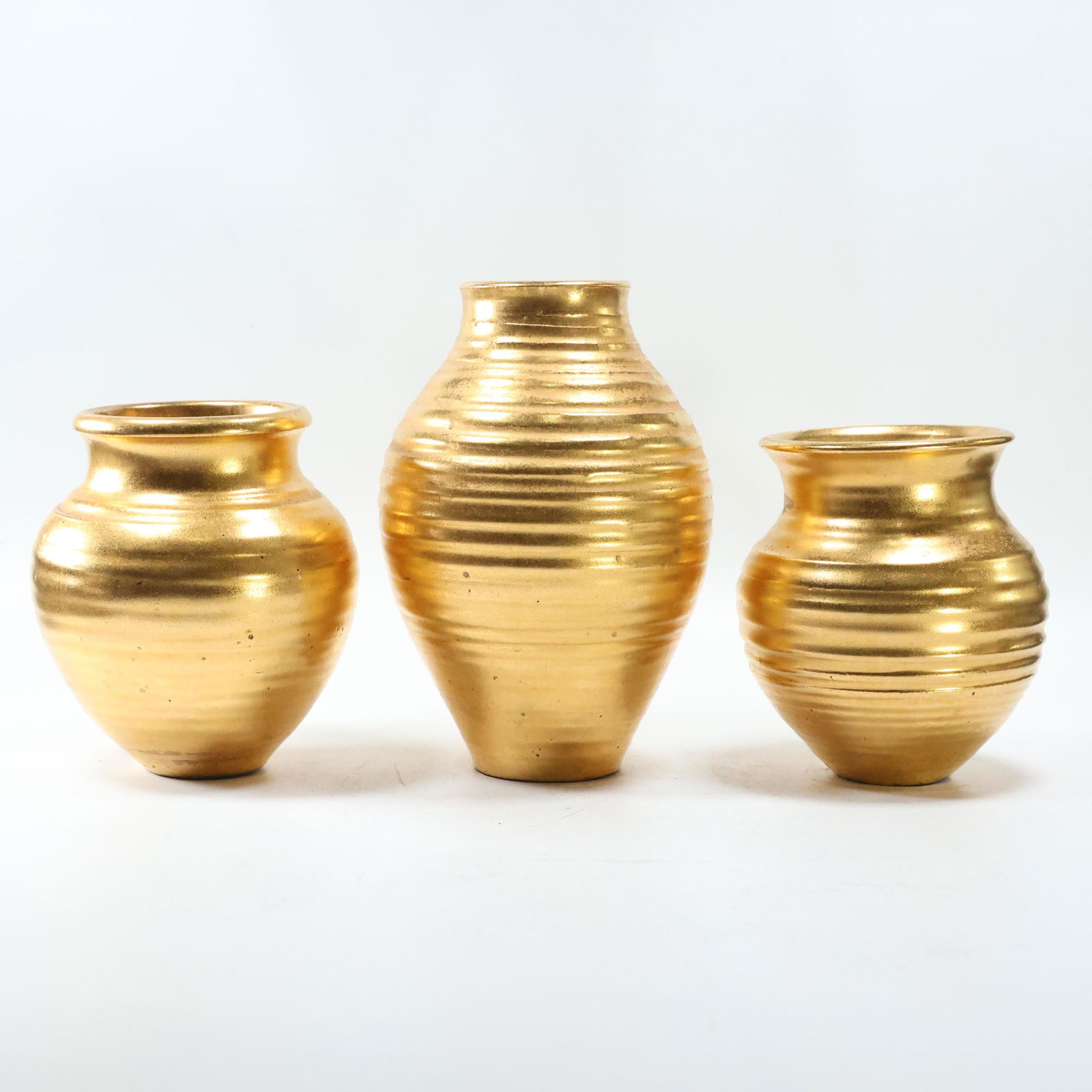 [3] Assorted Gold Gilt Studio Art Pottery Vases (1 of 11)