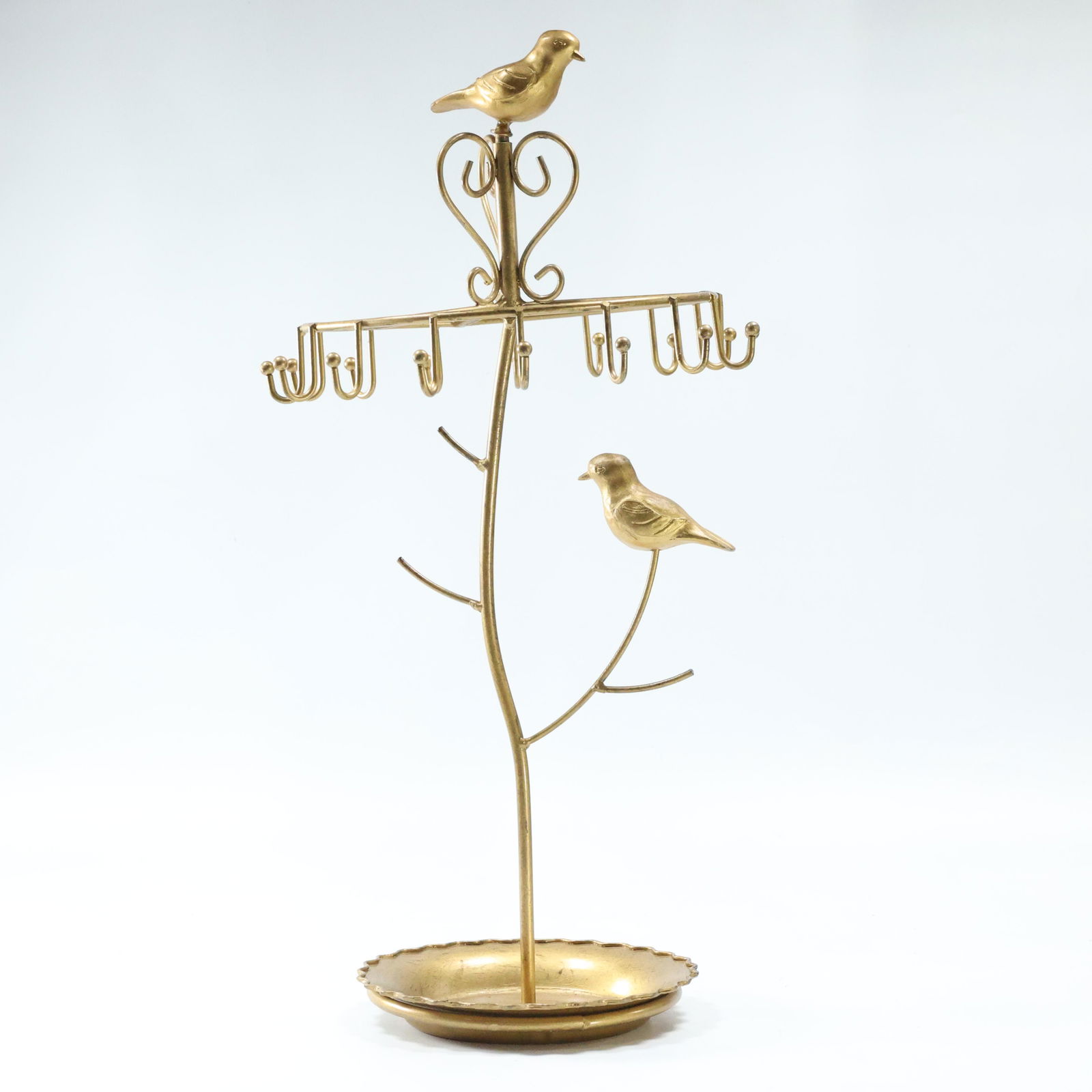 Metal Birds on Tree Vanity Jewelry Necklace Ring Holder: Metal Birds on Tree Vanity Jewelry Necklace Ring Holder. size: 16 x 8