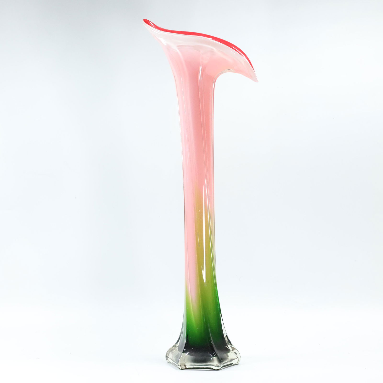 16 in. Tall 4-Color Glass Flower Form Vase - Vintage (1 of 7)