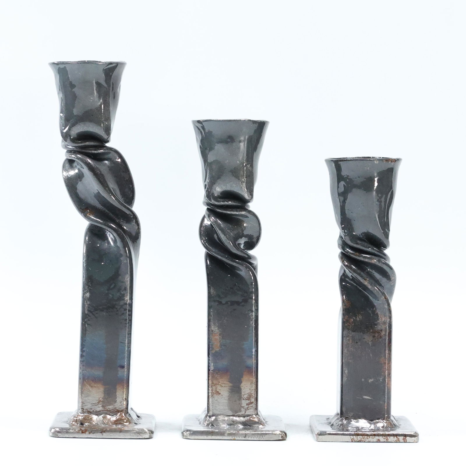 3 Graduated Size Metal Twist Sculptured Candlesticks (1 of 13)