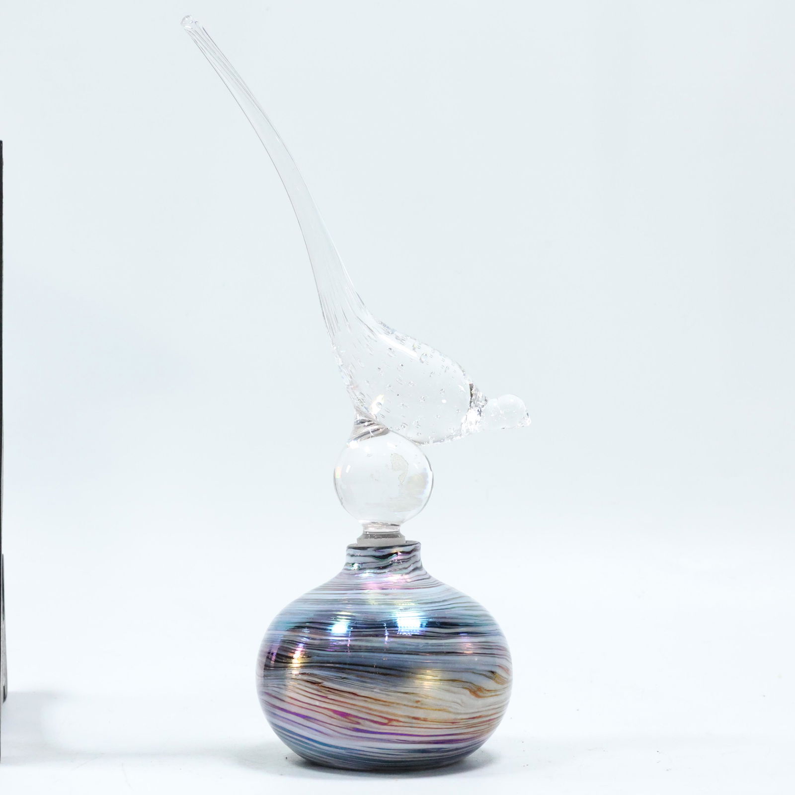 Art Glass Perfumer with Figural Bird Stopper (1 of 8)