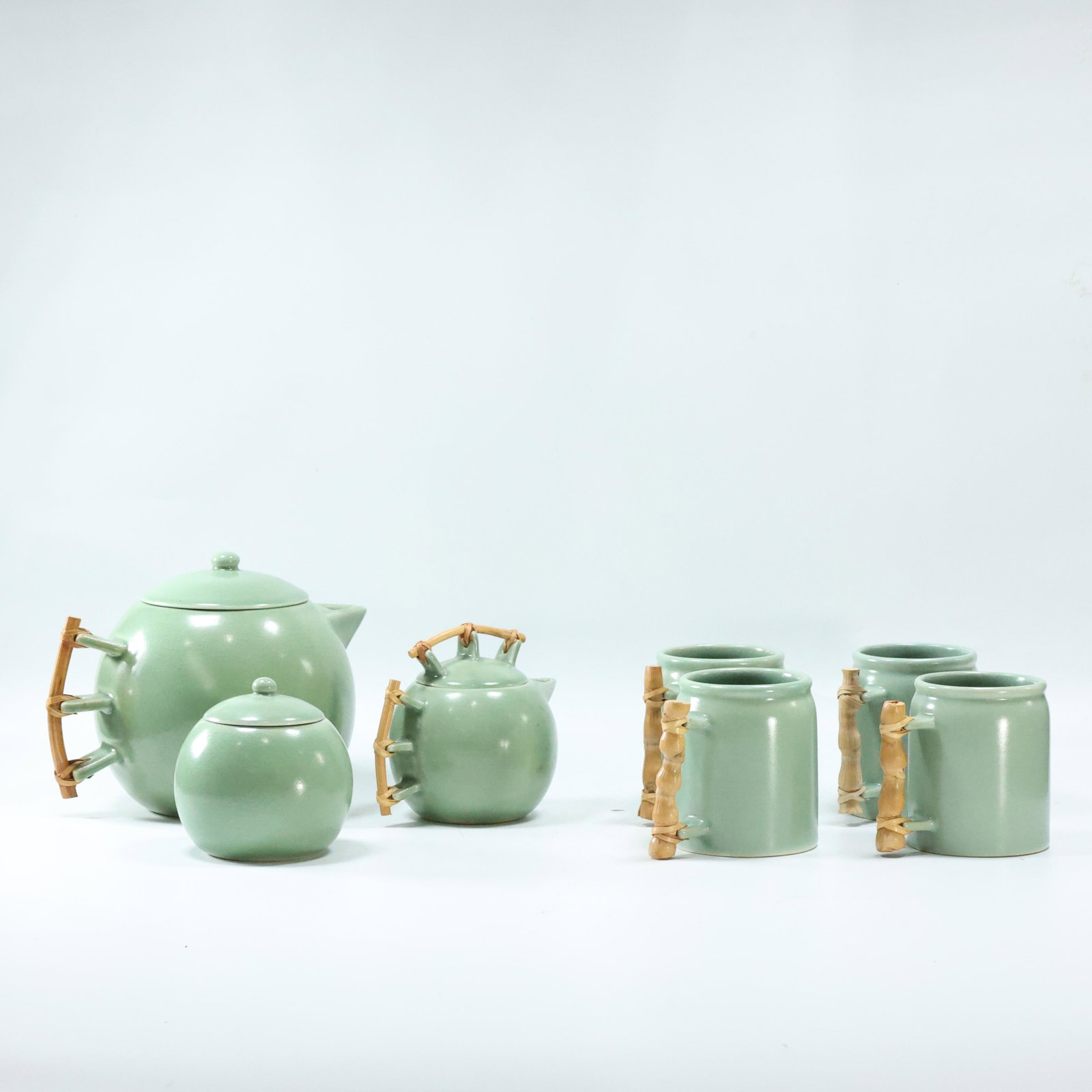 7 Pc Asian Green Celadon Tea Set (1 of 15)