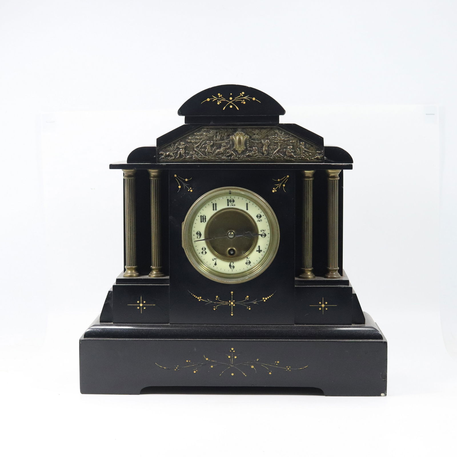 Victorian Black Marble and Bronze Mantle Clock (1 of 8)