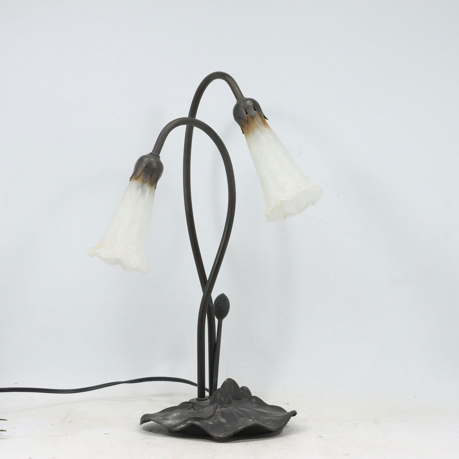 Decorator Lily Lamp Metal Base, 2 White Glass Shades (1 of 8)