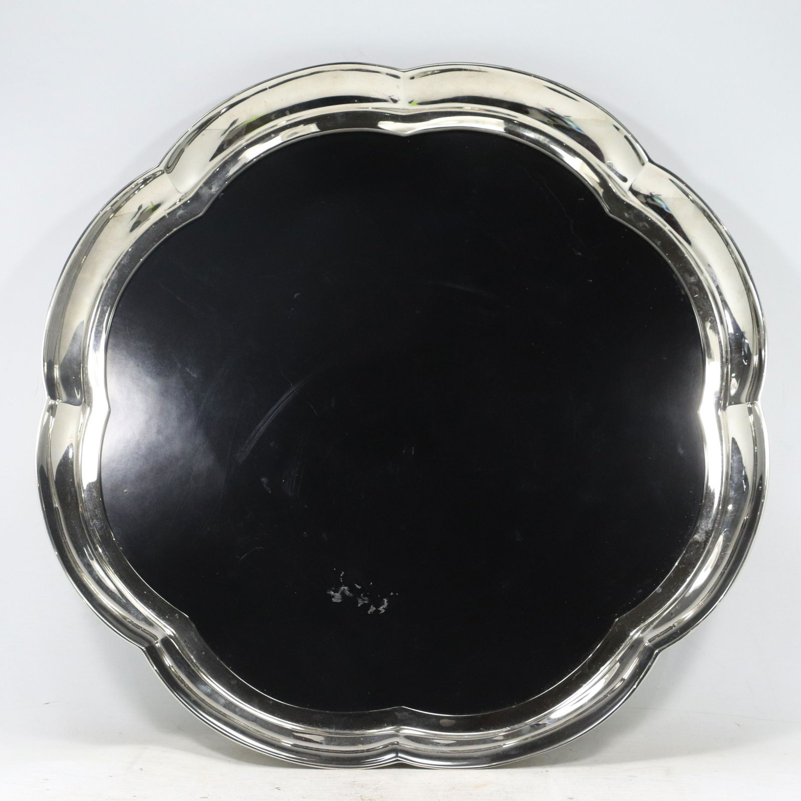 2 Ebony Wood Serving Trays Silver Plate Rims (1 of 7)