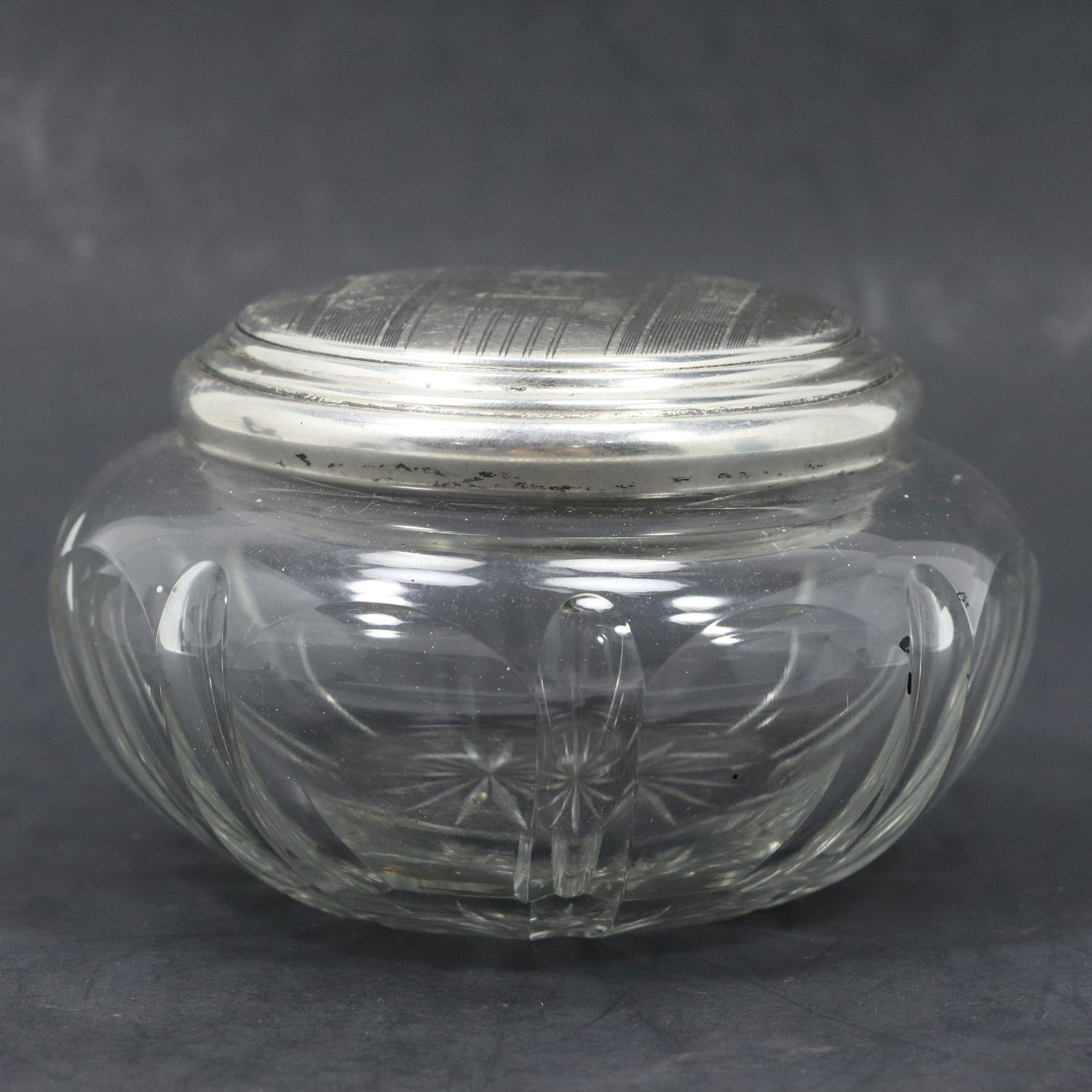 Sterling Silver Top Vintage Glass Dresser Vanity Jar (1 of 8)
