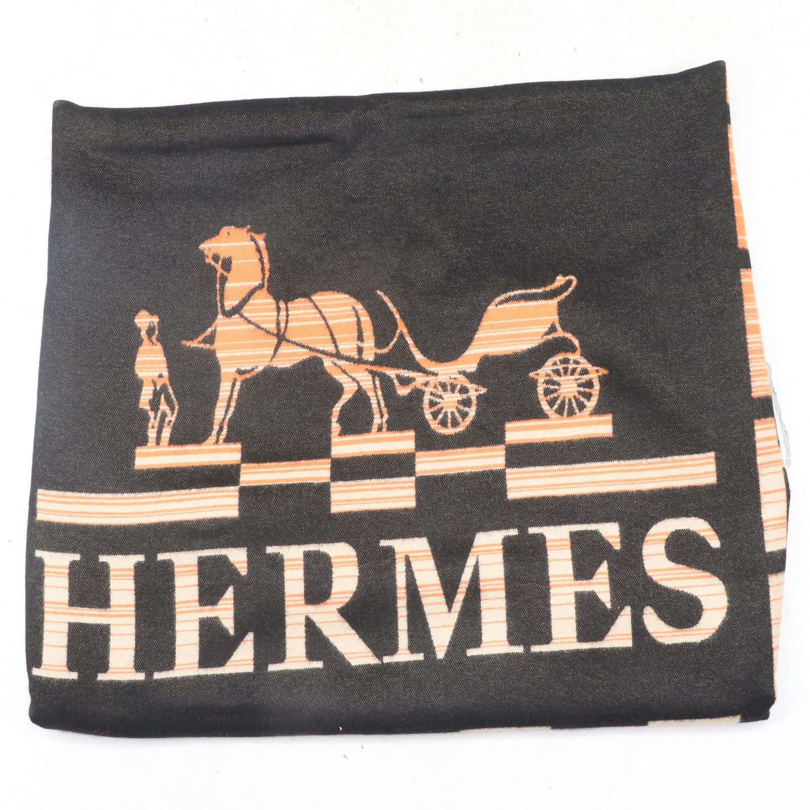 HERMES Fabric Scarf  with Horse Drawn Carriage - Clean (1 of 7)