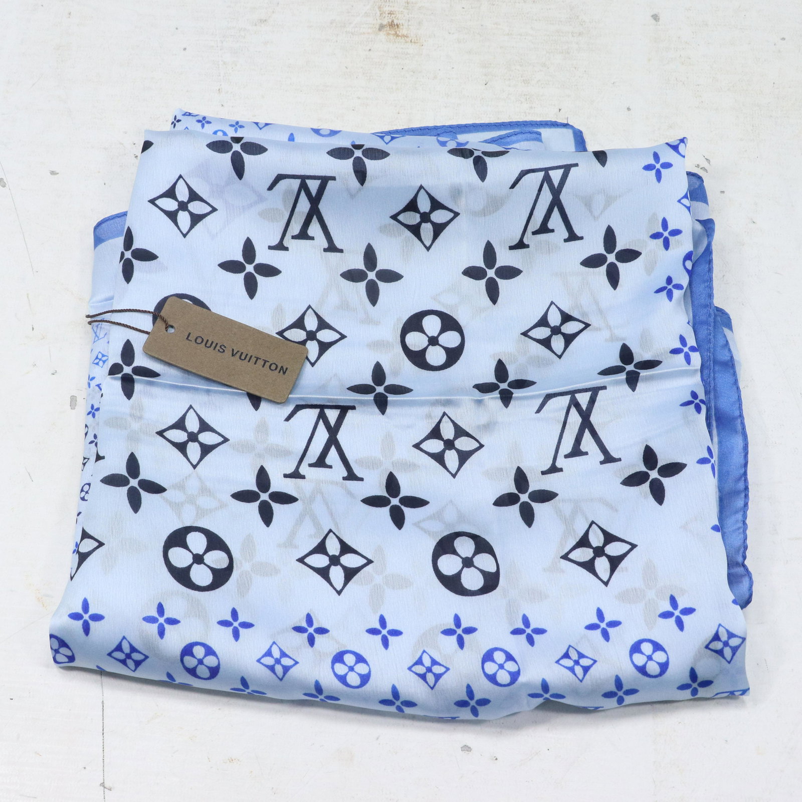 Louis Vuitton Blue Monogram Silk Scarf - Clean with Tag (1 of 5)