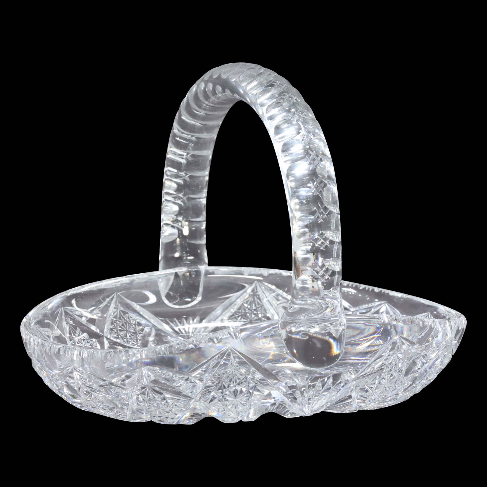 Cut Crystal Glass Basket with Handle (1 of 5)