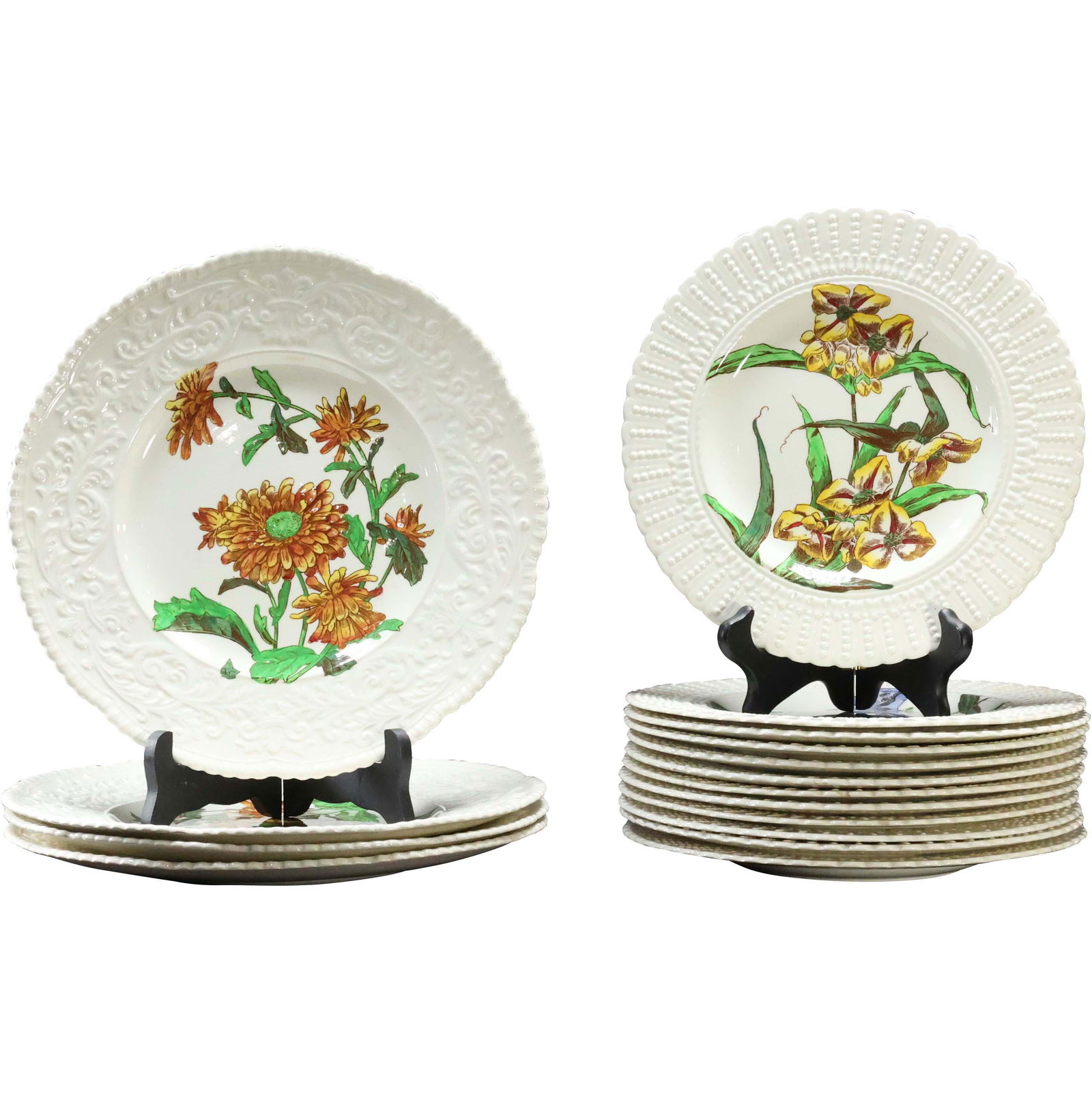16 Cauldon England Porcelain Flower Plates Dinner Lunch (1 of 12)