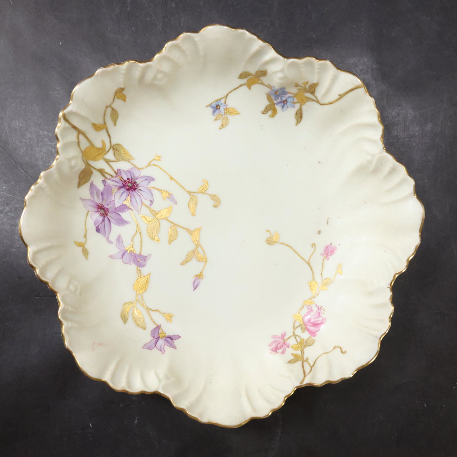 Limoges "al achor" Porcelain Bowl Floral Decoration: Limoges "al anchor" A. L. Fine Antique Porcelain Bowl Floral Decoration. size: 2.5 x 11.25