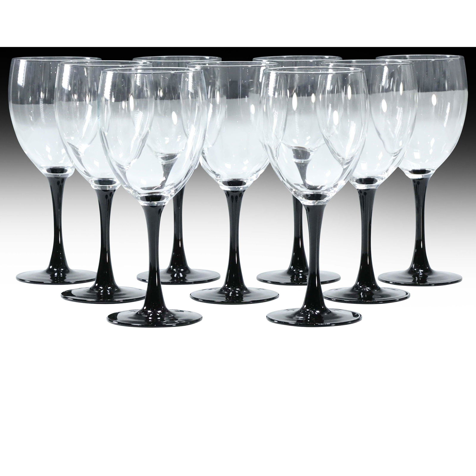 [9] Black Stem Wine Glasses Clear Crystal Tops: [9] Black Stem Wine Glasses Clear Crystal Tops. size: 7.25 x 3