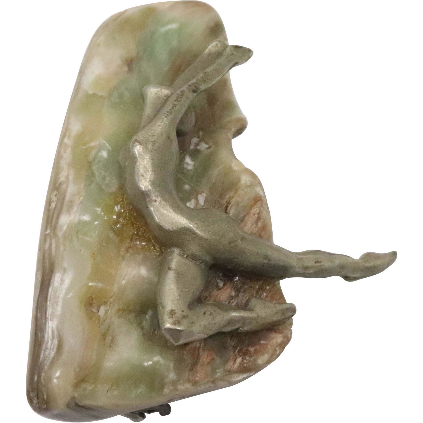 Unusual Abalone Shell with Modernism Dancer Brooch: Unusual Abalone Shell with Modernism Dancer Brooch.Size: 2 in. x 1 1/2 in.