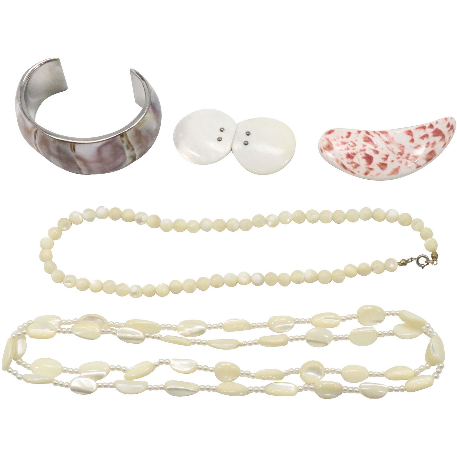 5 Assorted Shell Jewelry Bangle, Necklaces, Pin, Clip (1 of 12)