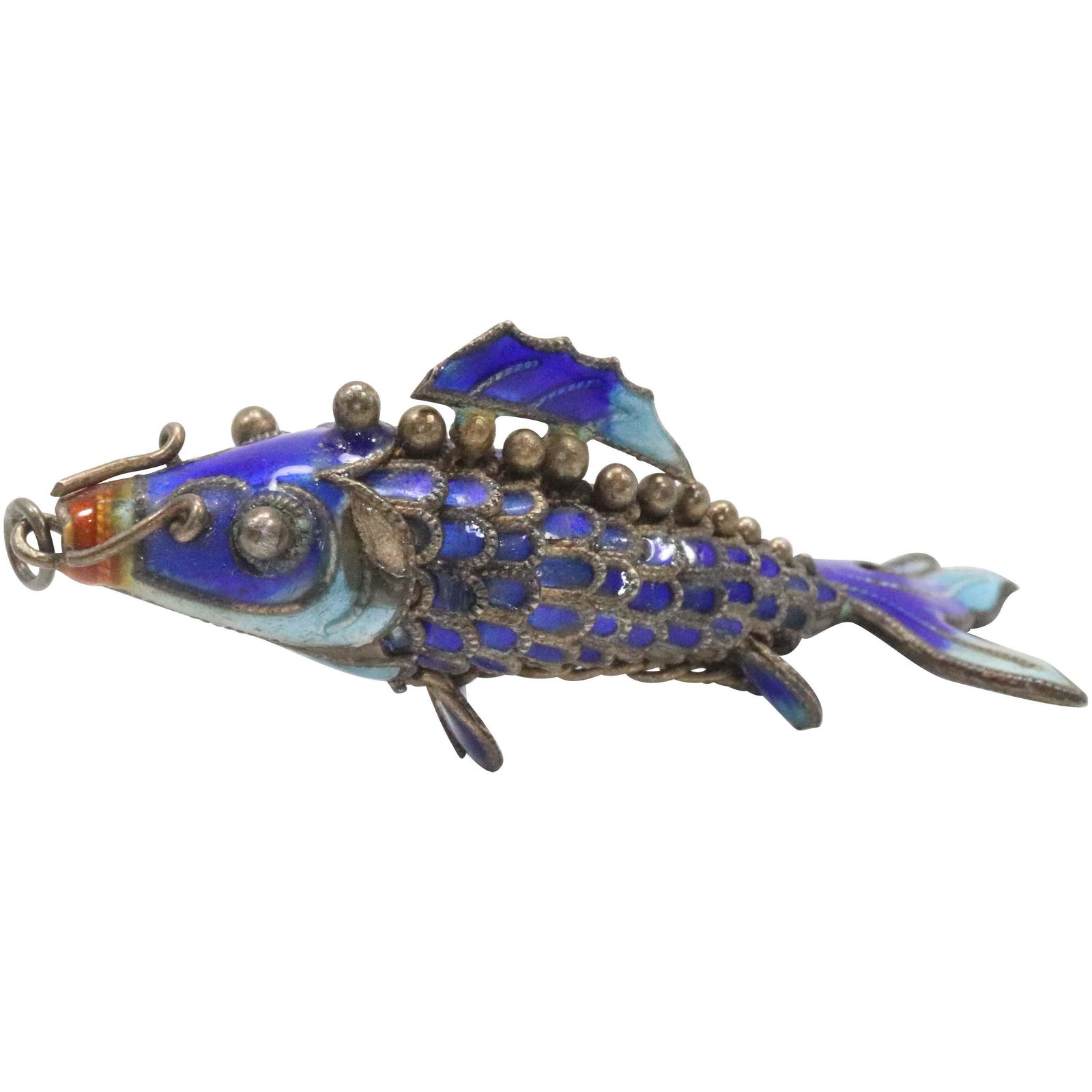 Unique Enameled FISH PENDANT Movable Links (1 of 5)
