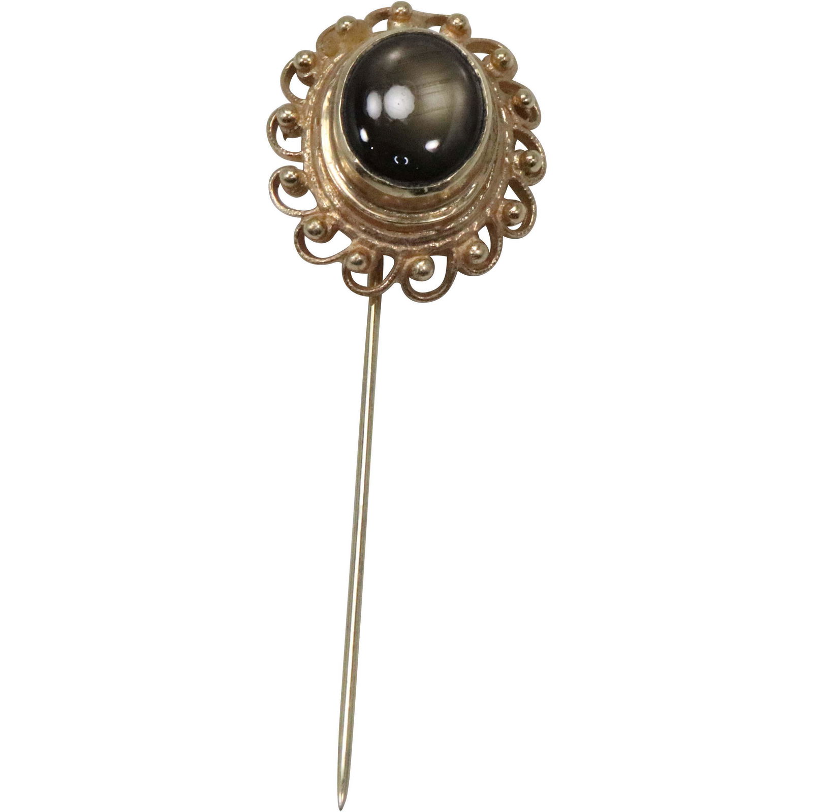 14K Gold Victorian Stick Pin Hematite Stone (1 of 5)