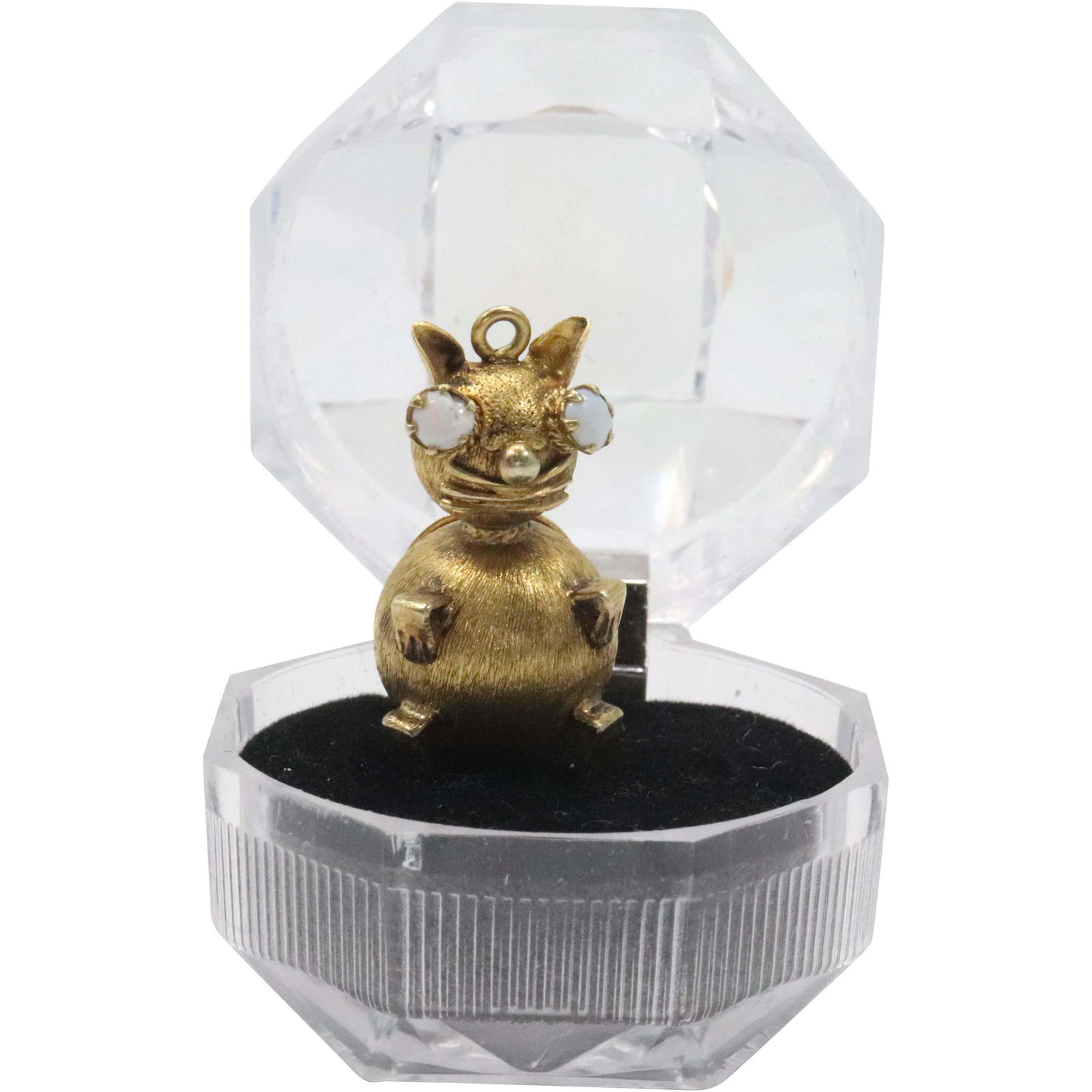 14K Gold Opal Eyes CAT Figurative Pendant (1 of 5)